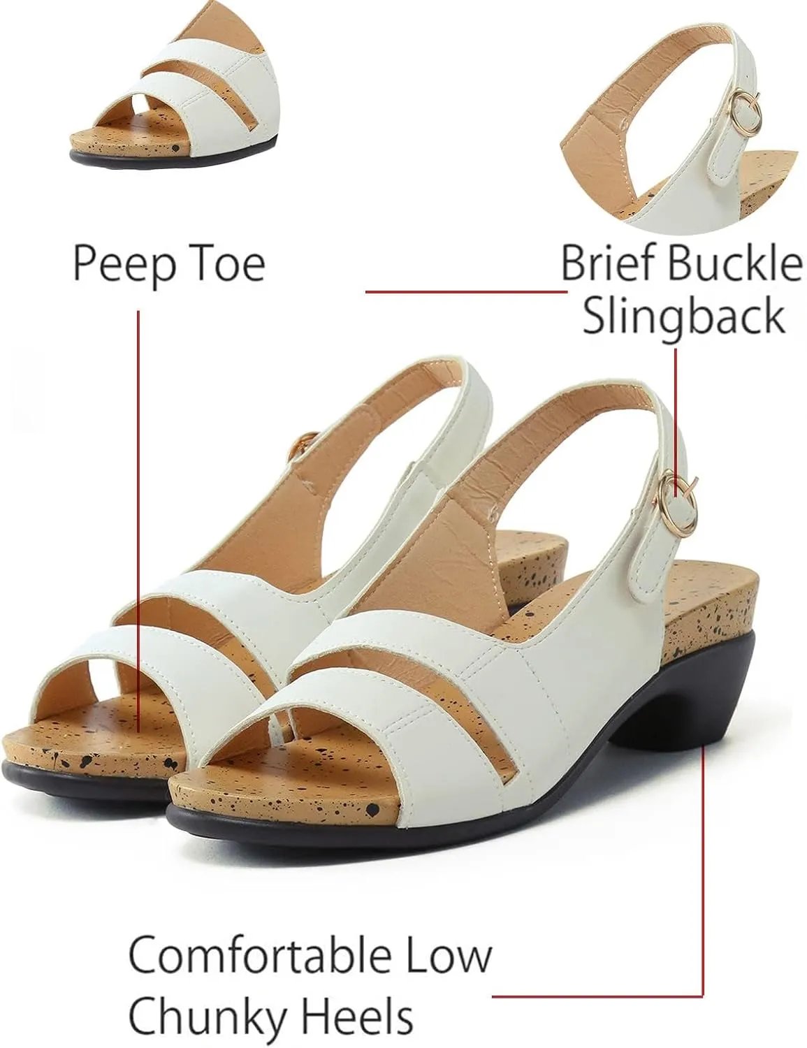 Women's Comfy Orthotic Sandals,Chunky Low Block Heels Orthowalkway Womens Sandals Comfortable Open Toe Wedges Supportive Wide Feet Sandal Summer Casual Walking Shoes A-Brown,7.5
