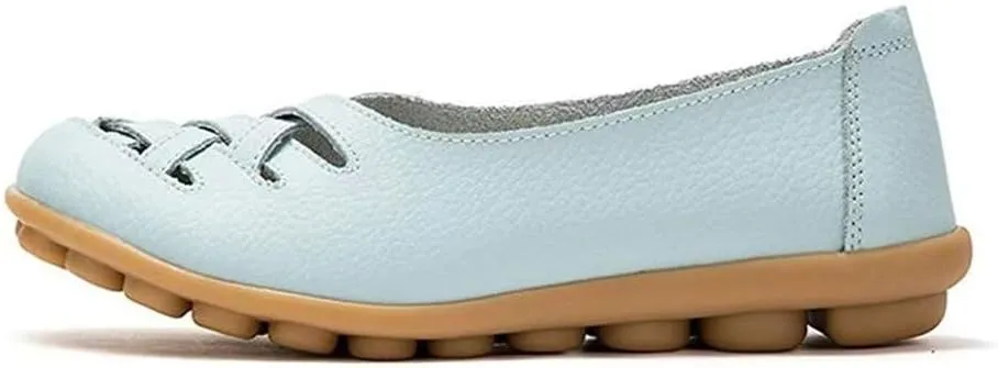 Women's Cowhide Leather Loafers Flats Sandals Slip-On