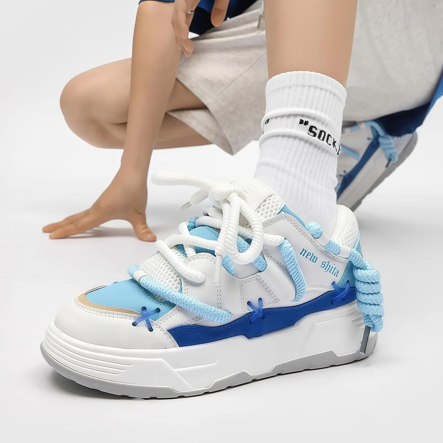 Women’s Faux Leather Fashion Platform Chunky Sneakers Lightweight Breathable Height Increasing Unisex Casual Walking Tennis Running Shoes
