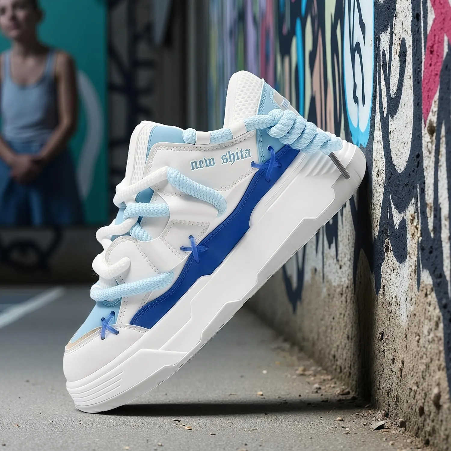 Women’s Faux Leather Fashion Platform Chunky Sneakers Lightweight Breathable Height Increasing Unisex Casual Walking Tennis Running Shoes