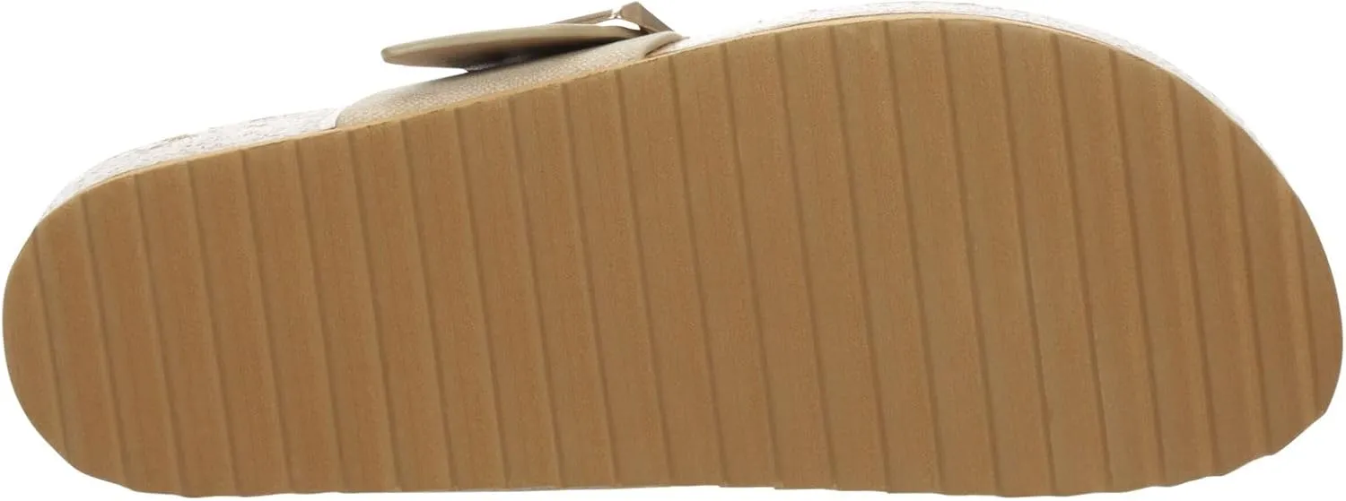 Women's Faux Leather Slip-On Single Band Toe Strap Cork Bed Sandal