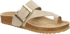 Women's Faux Leather Slip-On Single Band Toe Strap Cork Bed Sandal