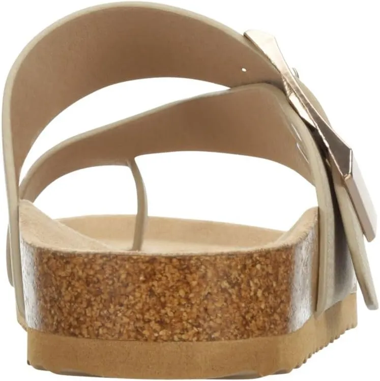 Women's Faux Leather Slip-On Single Band Toe Strap Cork Bed Sandal