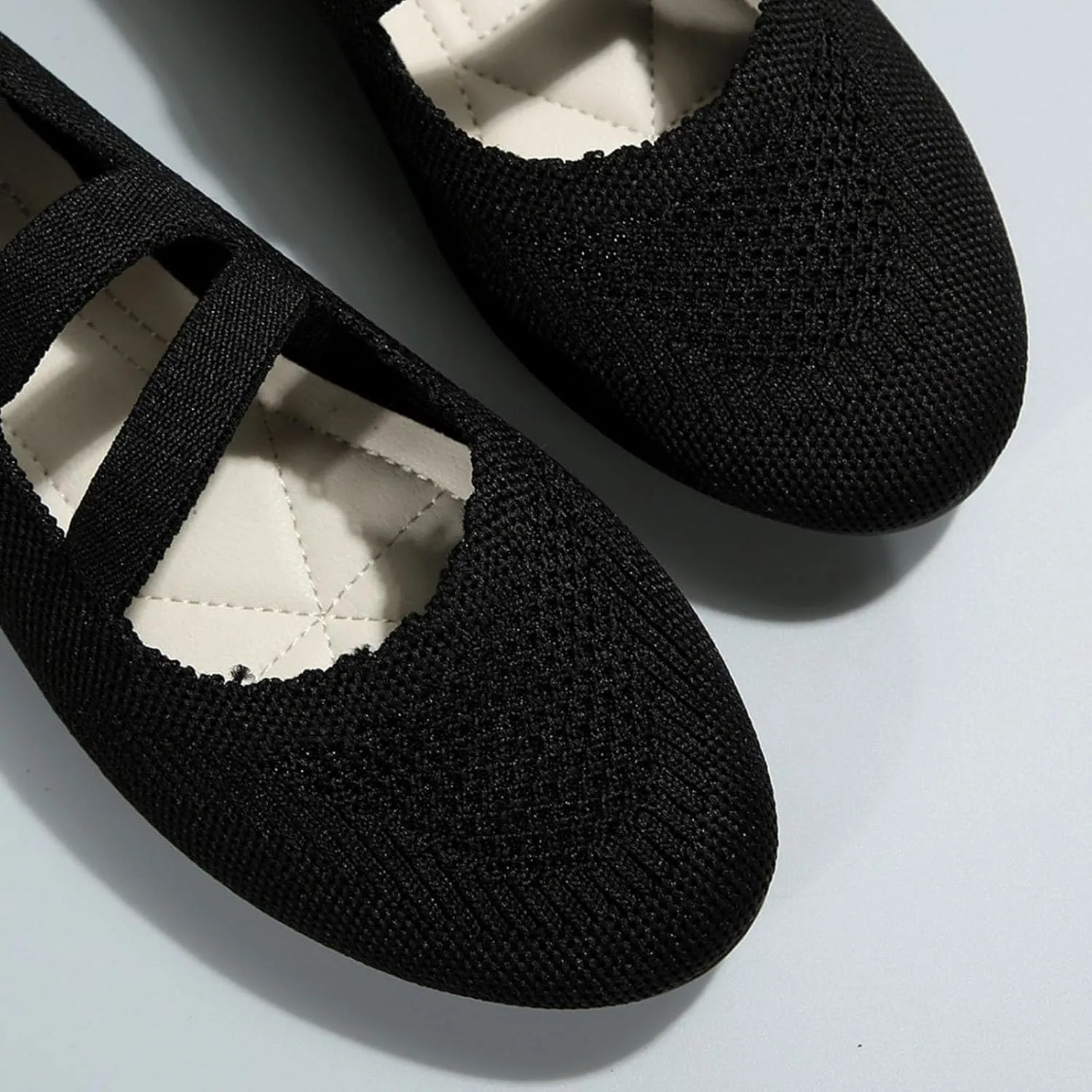 Womens Flat Shoes Knit Ballet Shoes Round Toe Slip on Loafer Casual Business Shoe Comfort Soft Office Flats