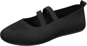 Womens Flat Shoes Knit Ballet Shoes Round Toe Slip on Loafer Casual Business Shoe Comfort Soft Office Flats