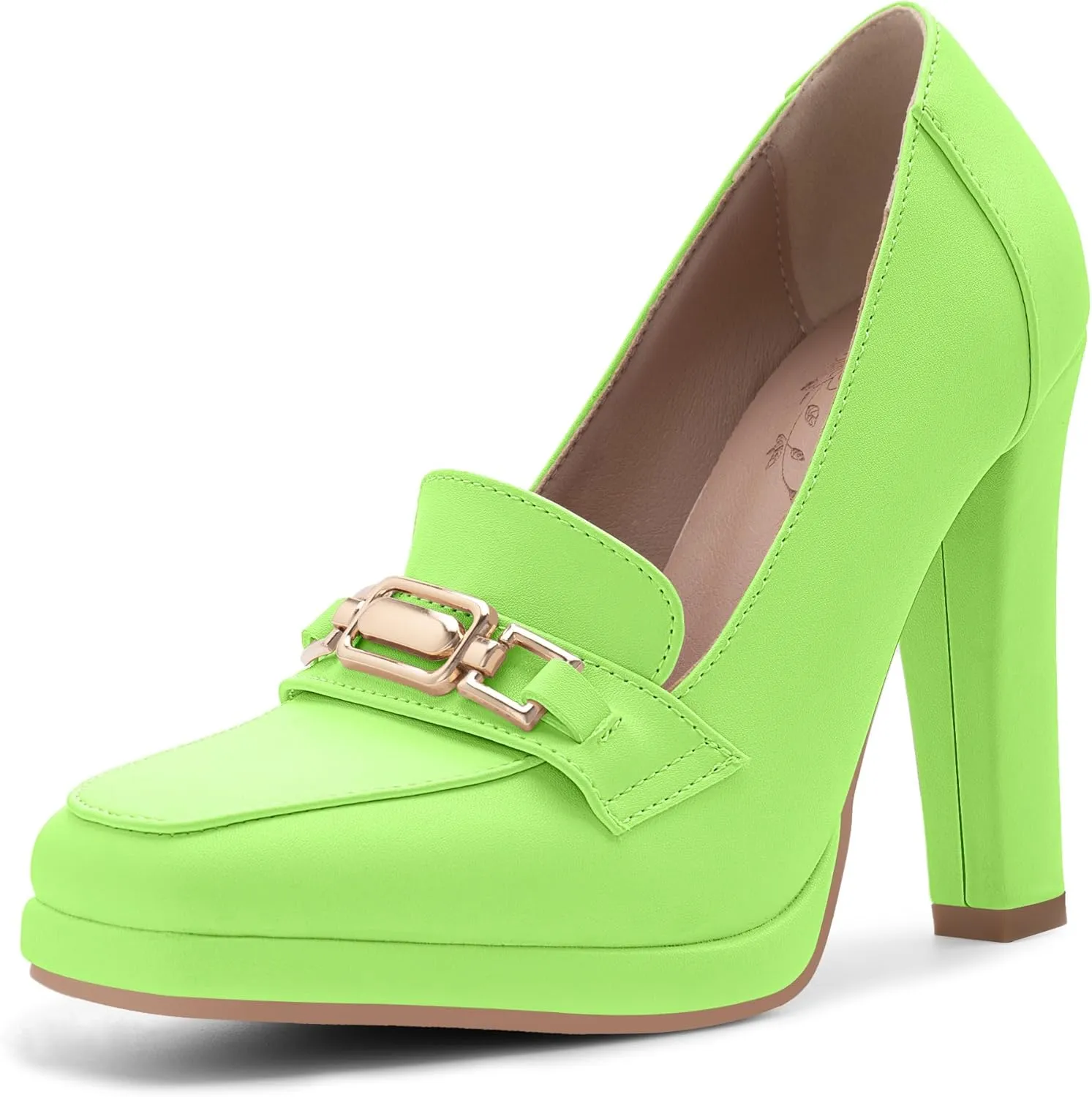 Women's High Heels Dress Shoes Plafrom Closed Toe Slip On Chunky Heels Pumps