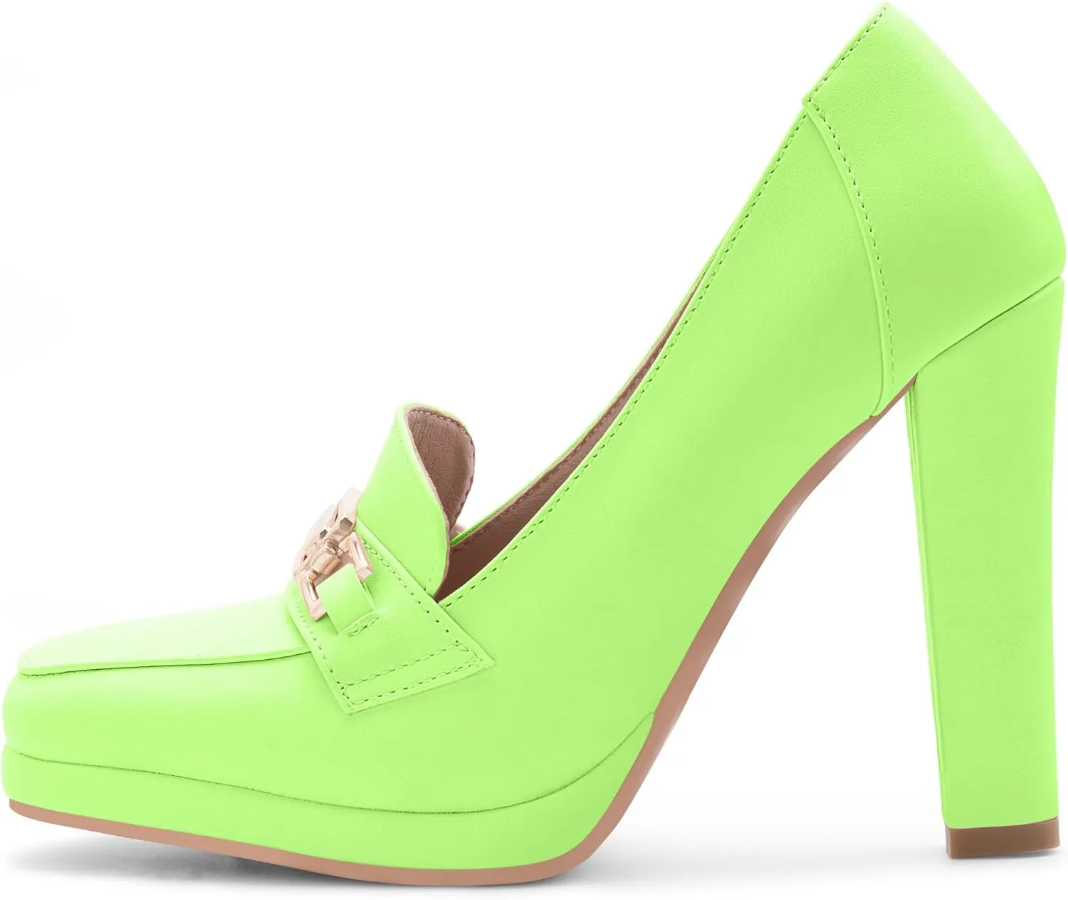 Women's High Heels Dress Shoes Plafrom Closed Toe Slip On Chunky Heels Pumps