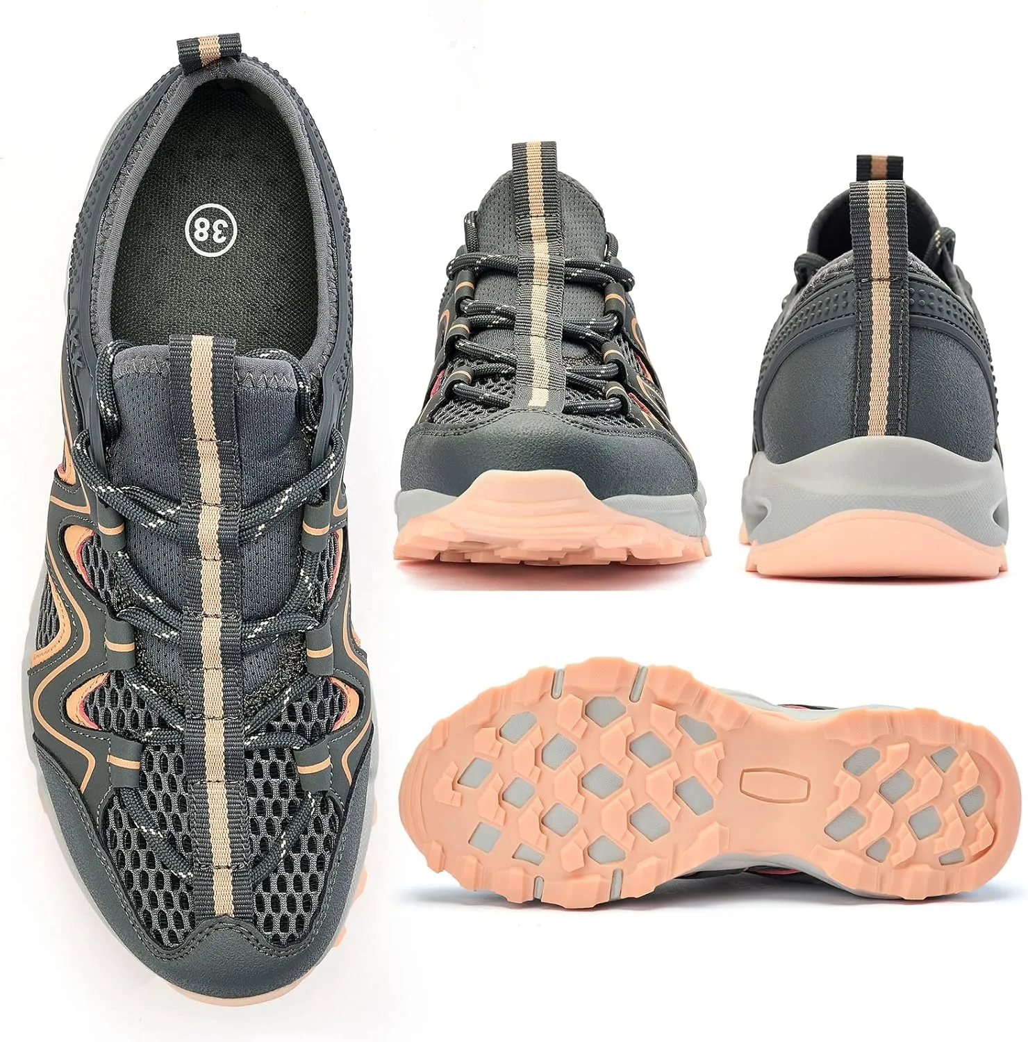 Womens Hiking Water Shoes - Multi-Purpose Quick Dry Sneakers Non Slip & Lightweight & Breathable for Outdoor Sport Travel Walking Tour Swim Beach