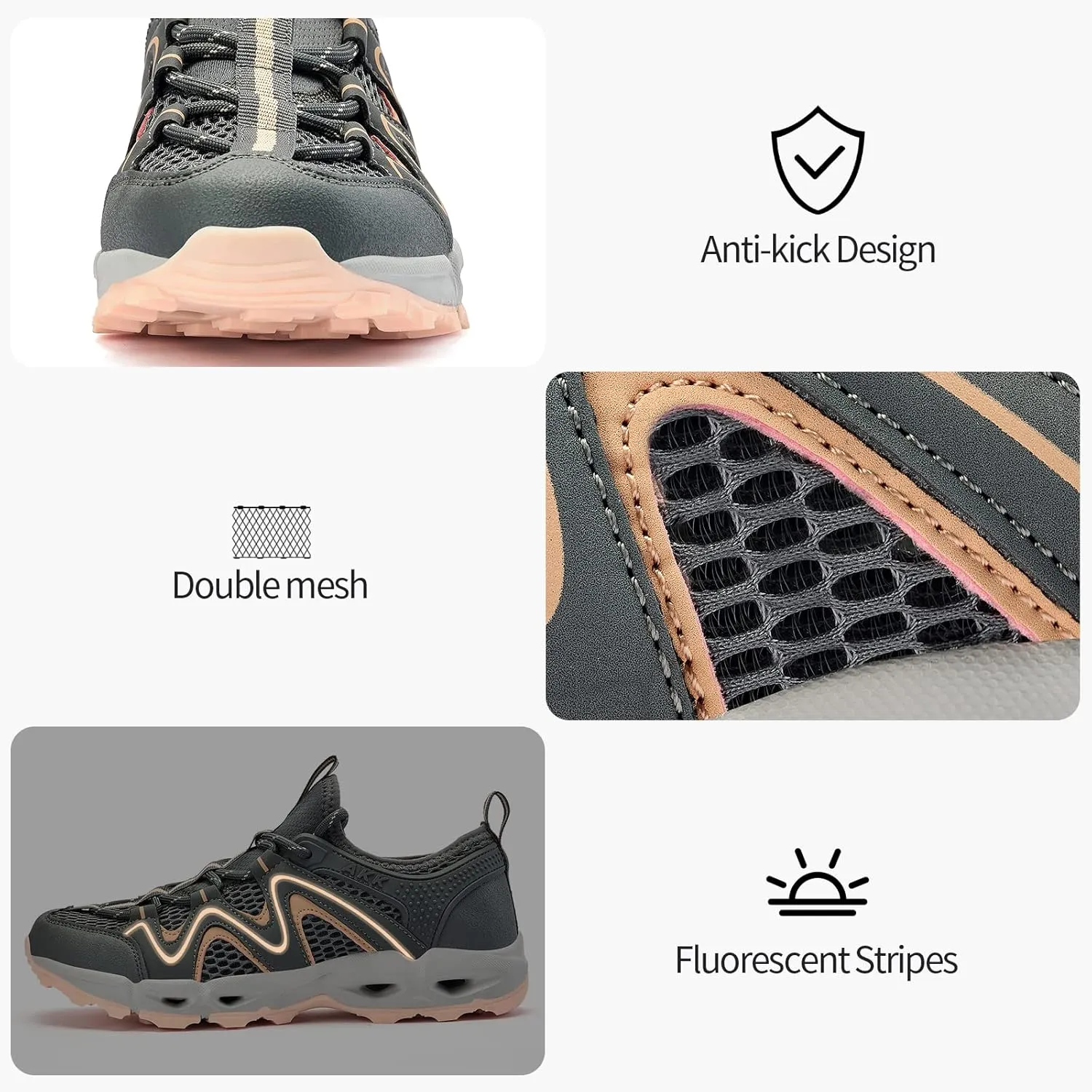 Womens Hiking Water Shoes - Multi-Purpose Quick Dry Sneakers Non Slip & Lightweight & Breathable for Outdoor Sport Travel Walking Tour Swim Beach