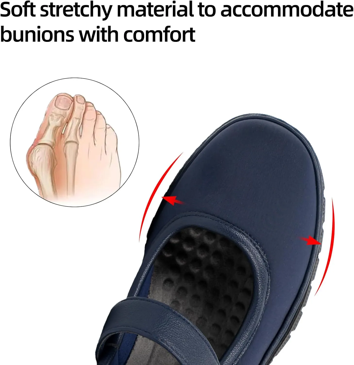 Women’s Mary Jane Shoes for Bunions Comfortable Orthotic Dress Shoes Non-Slip Orthopedic Work Shoes