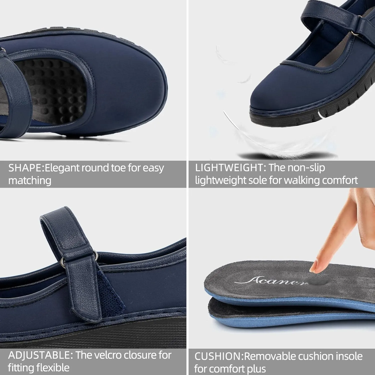 Women’s Mary Jane Shoes for Bunions Comfortable Orthotic Dress Shoes Non-Slip Orthopedic Work Shoes