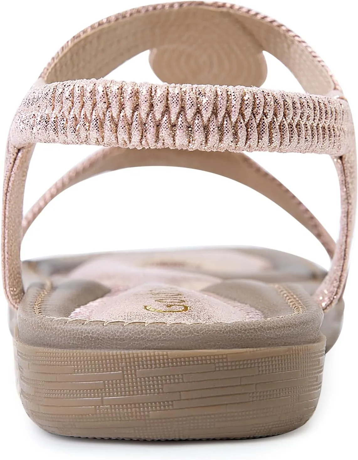 Women's Metallic Comfortable Sandals Elastic Ankle Straps Flat Sandal Braid Strap