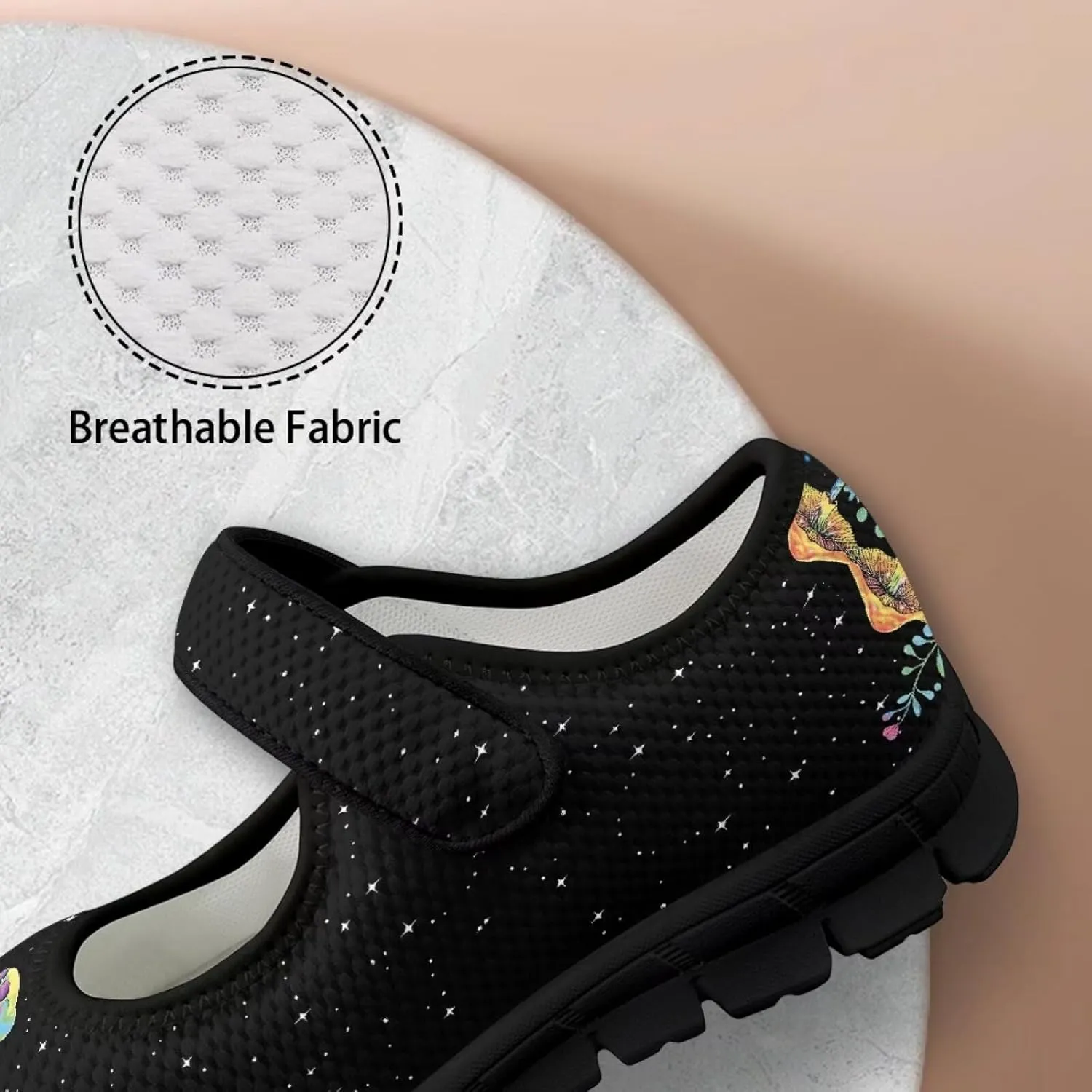 Womens Mushroom Print Mary Jane Flats Breathable Casual Shoes Lightweight Non Slip Fashion Walking Sneakers
