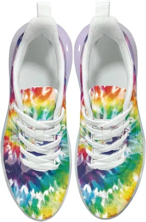 Women's Rainbow Sneaker Cozy Lightweight Air Cushion Footwear Travel Sneaker Breathable Anti-Slip Walking Shoes for Women US 6-11