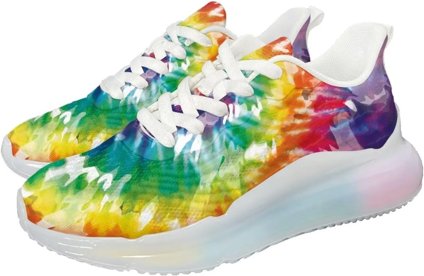 Women's Rainbow Sneaker Cozy Lightweight Air Cushion Footwear Travel Sneaker Breathable Anti-Slip Walking Shoes for Women US 6-11