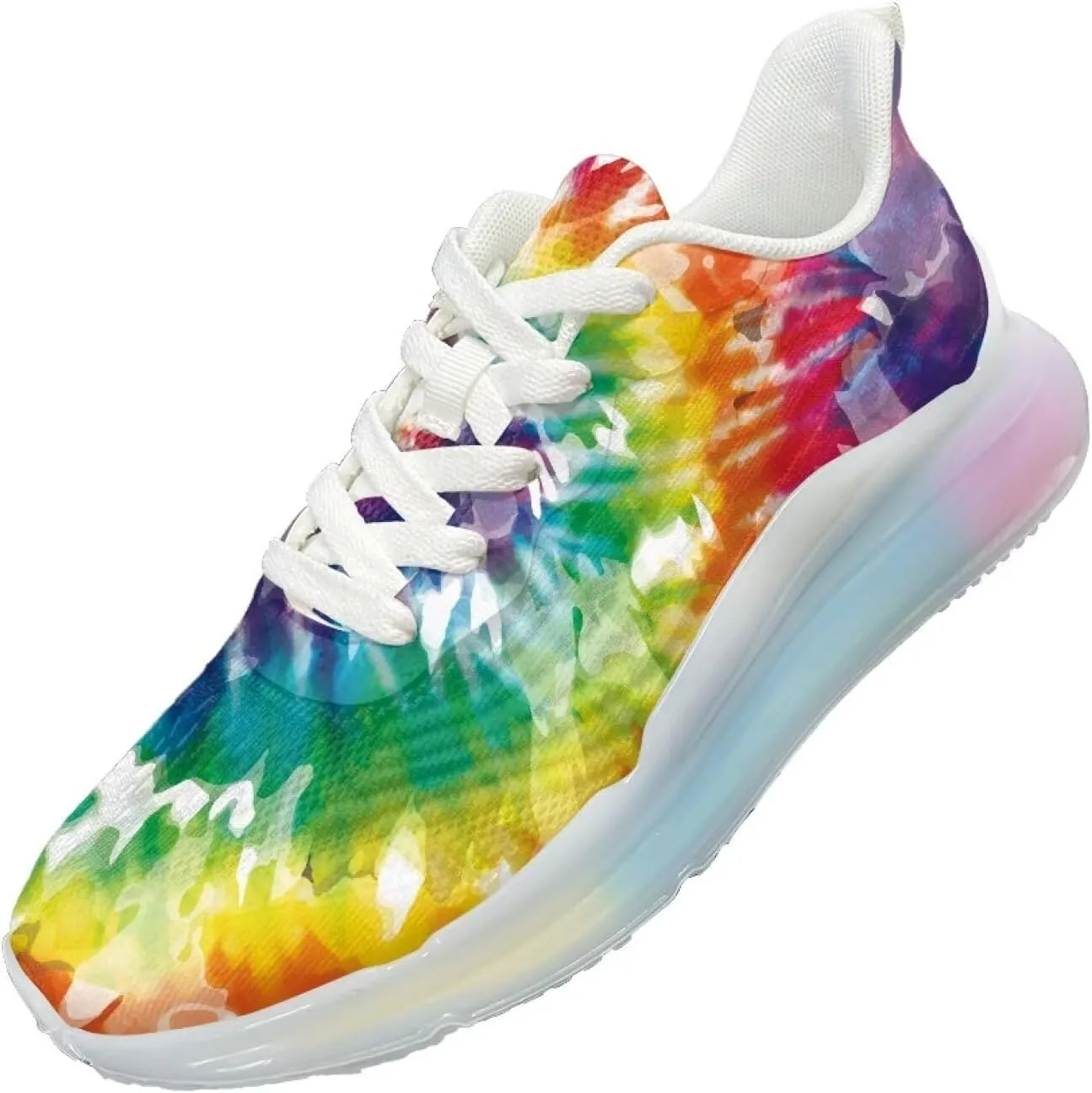 Women's Rainbow Sneaker Cozy Lightweight Air Cushion Footwear Travel Sneaker Breathable Anti-Slip Walking Shoes for Women US 6-11