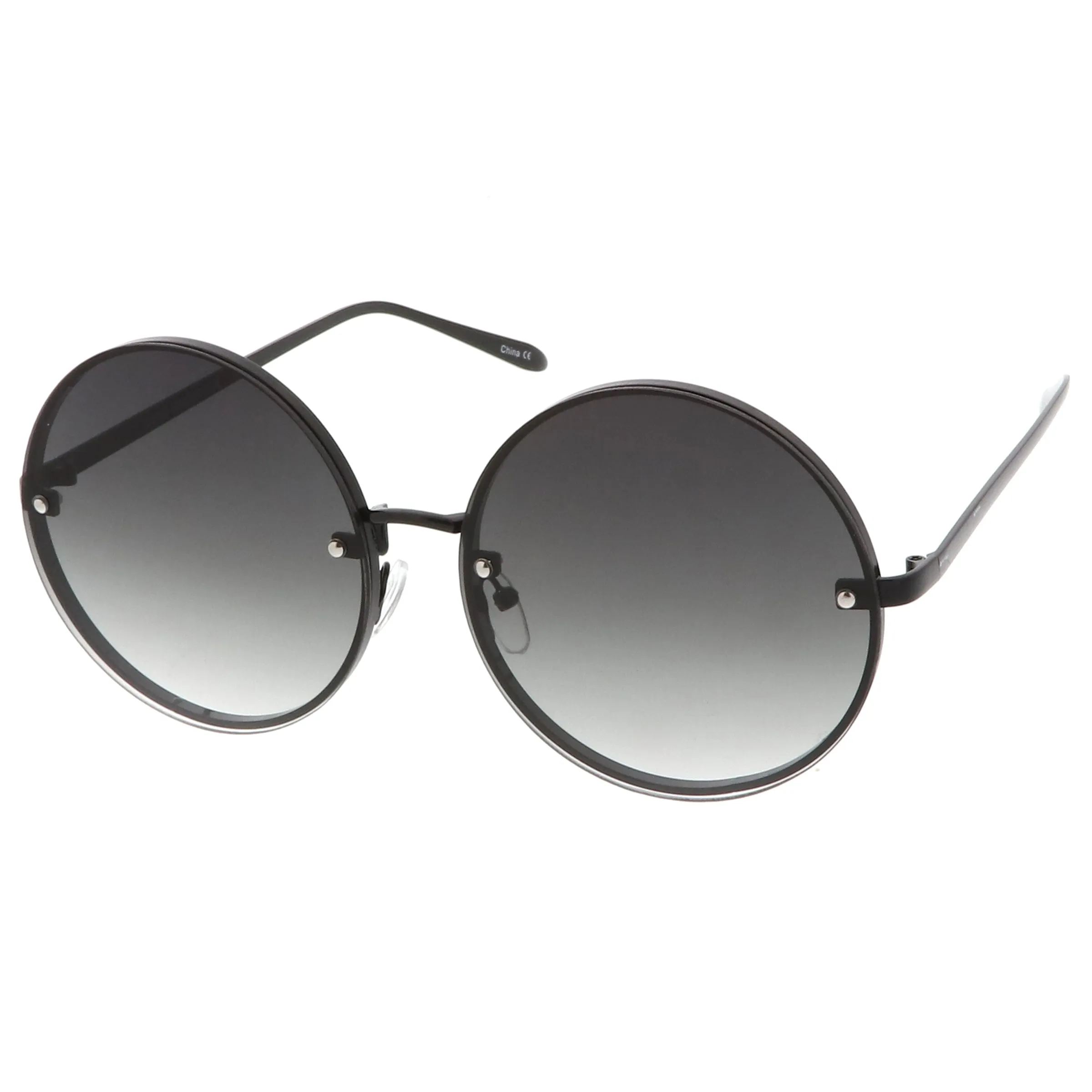 Women's Retro Oversize Round Flat Lens Sunglasses A893