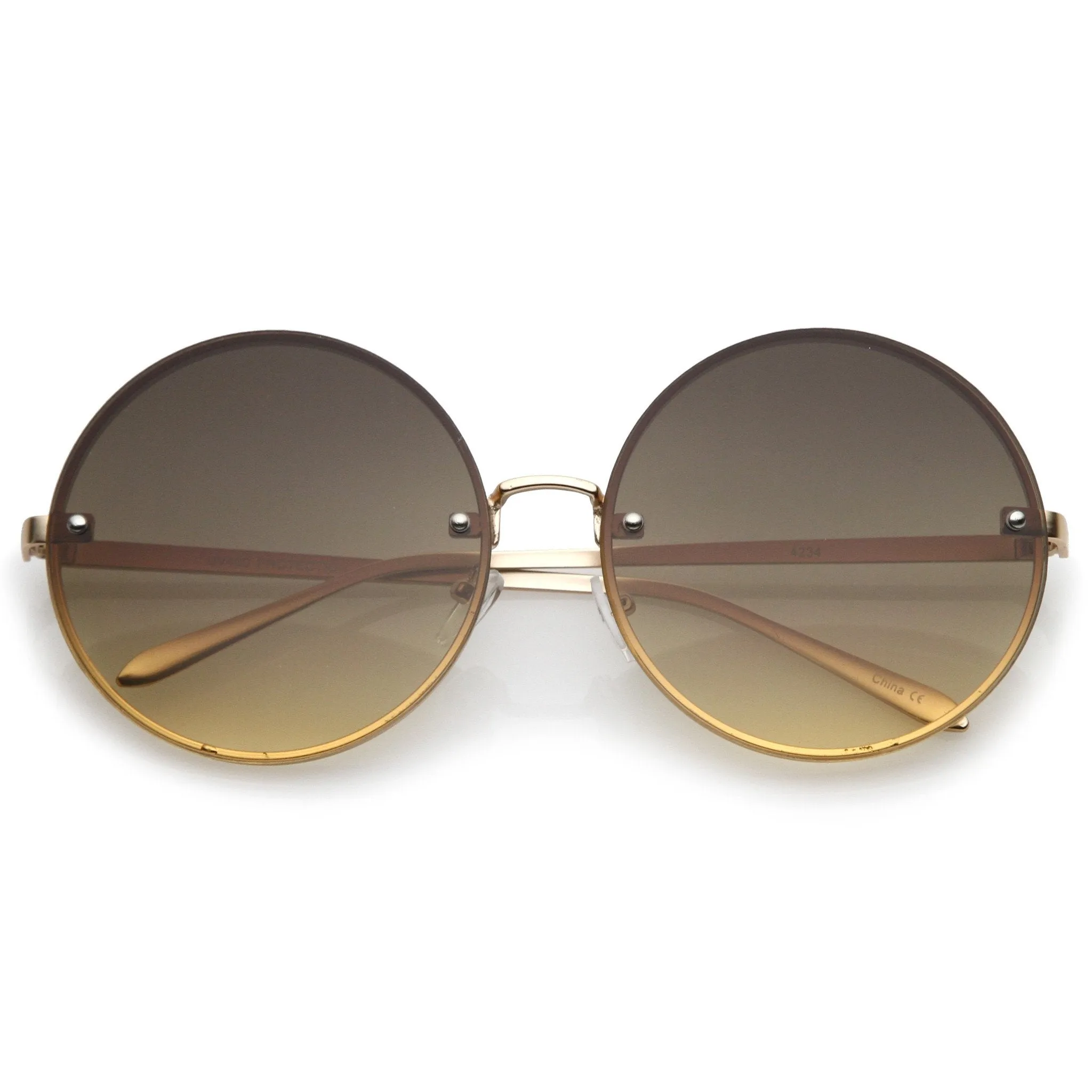 Women's Retro Oversize Round Flat Lens Sunglasses A893