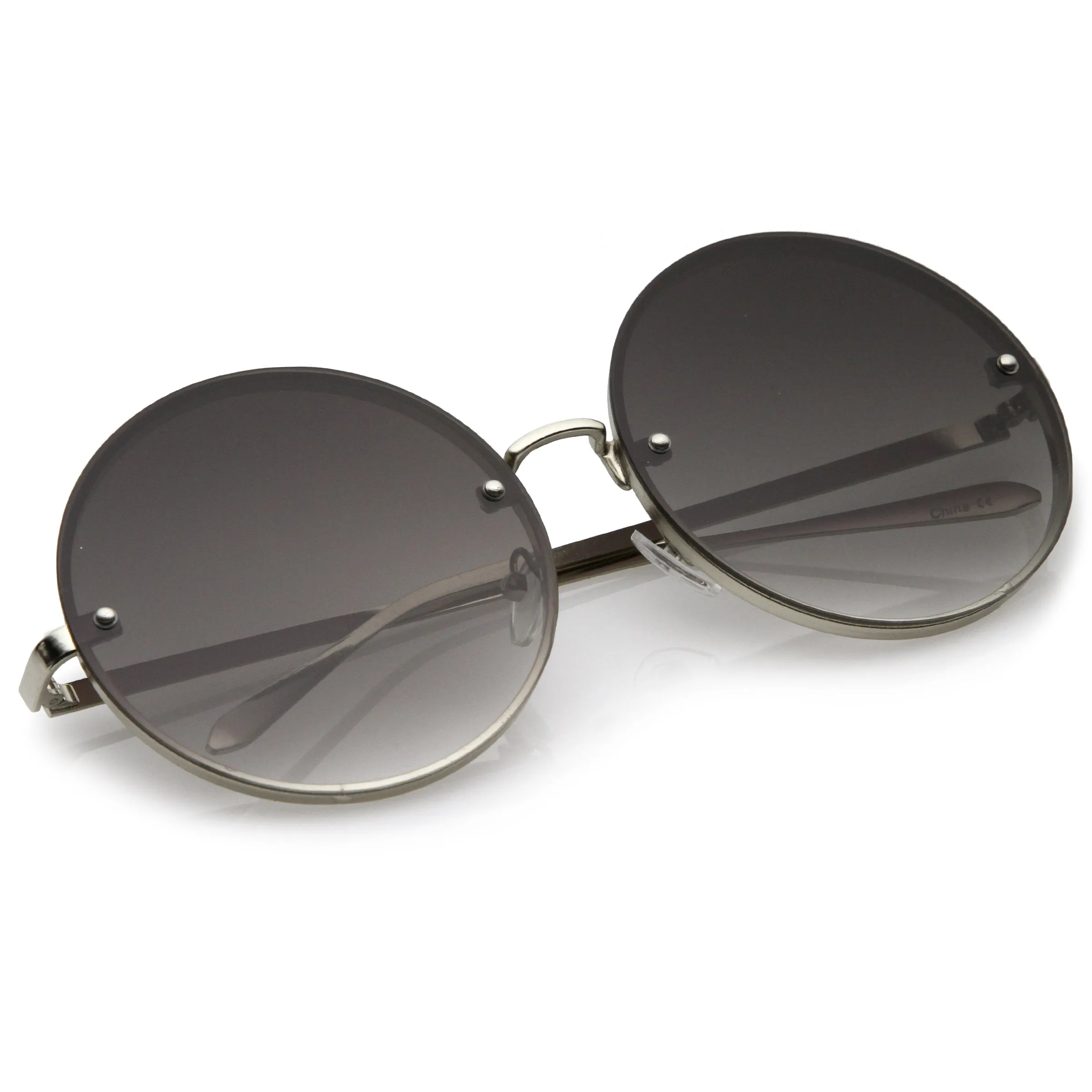 Women's Retro Oversize Round Flat Lens Sunglasses A893