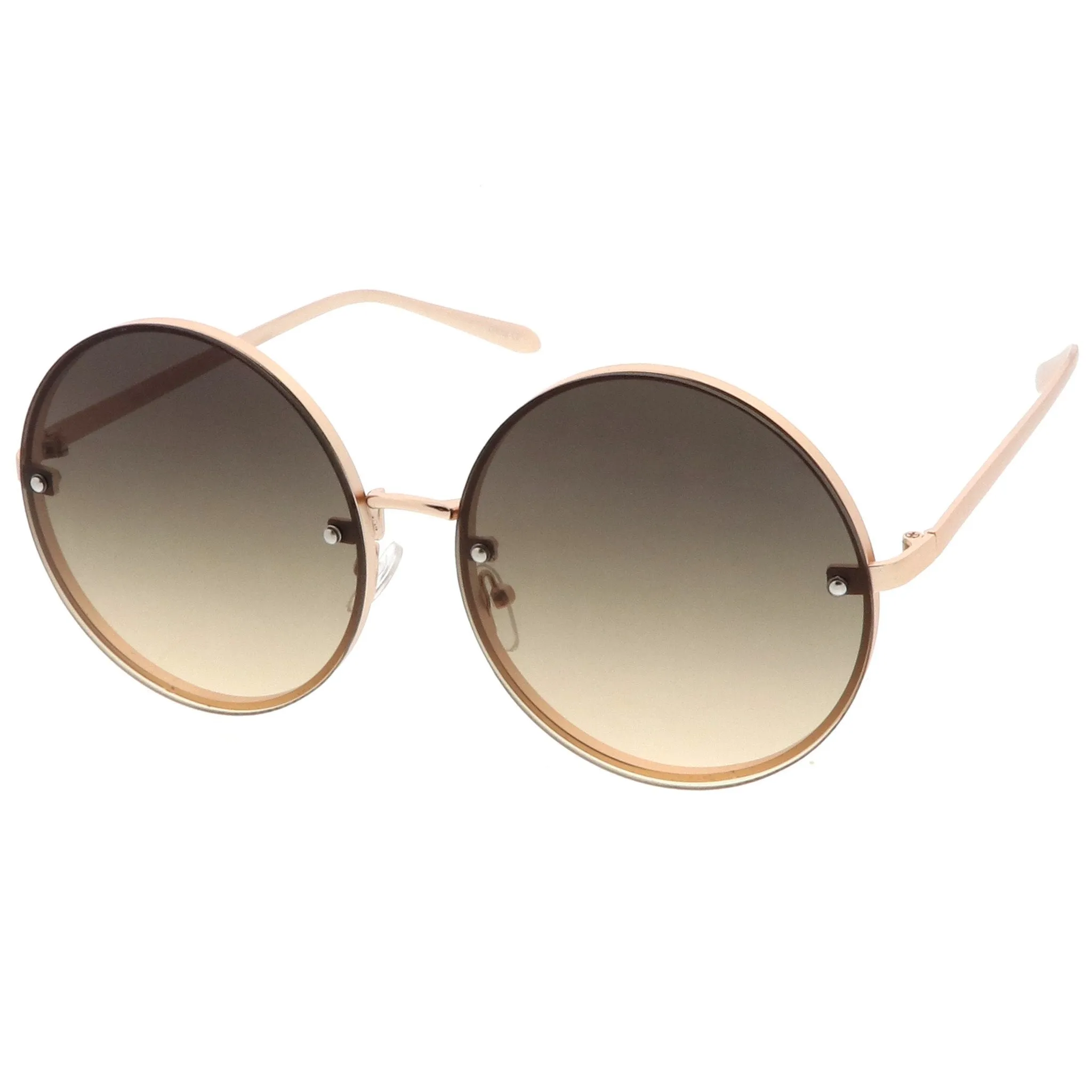 Women's Retro Oversize Round Flat Lens Sunglasses A893