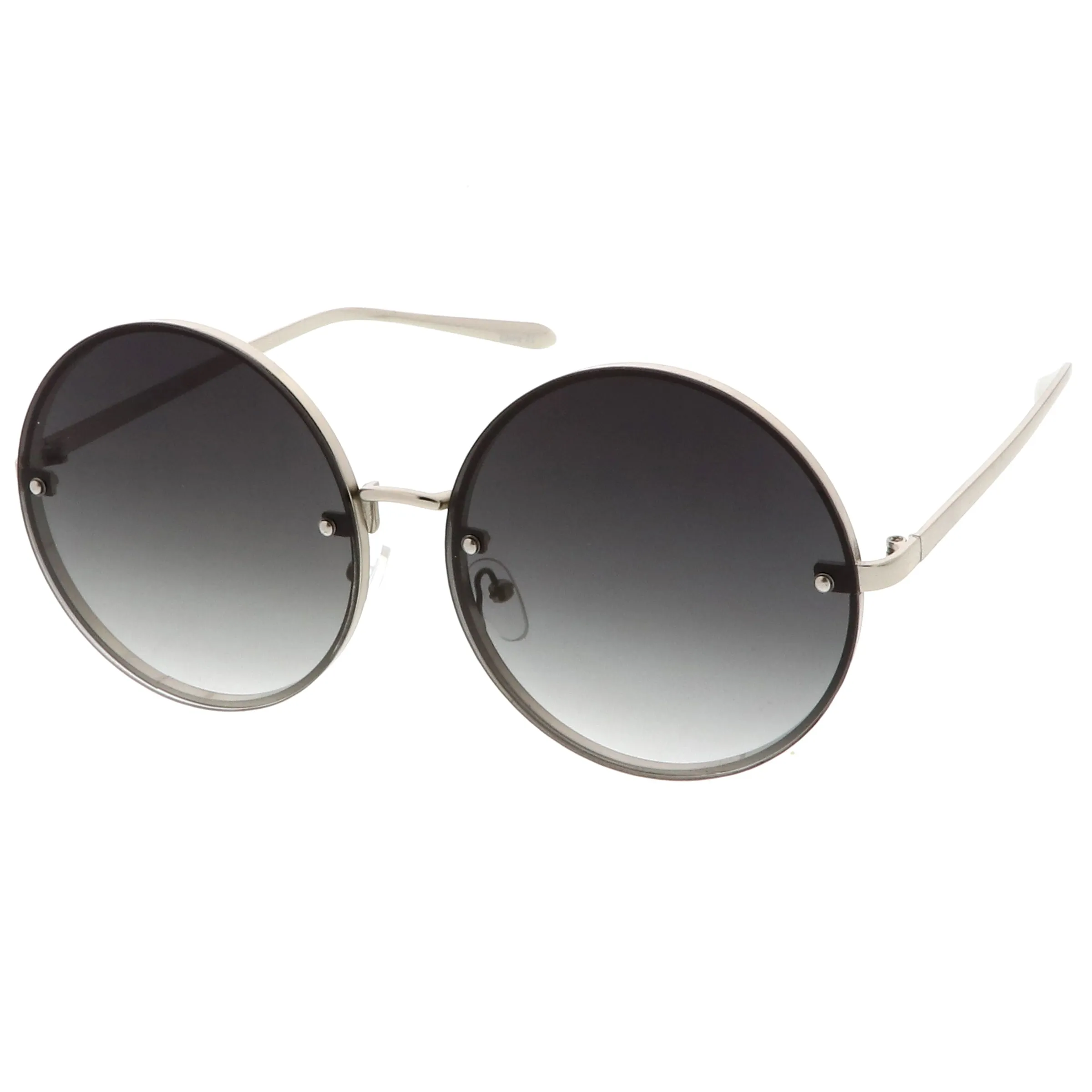 Women's Retro Oversize Round Flat Lens Sunglasses A893
