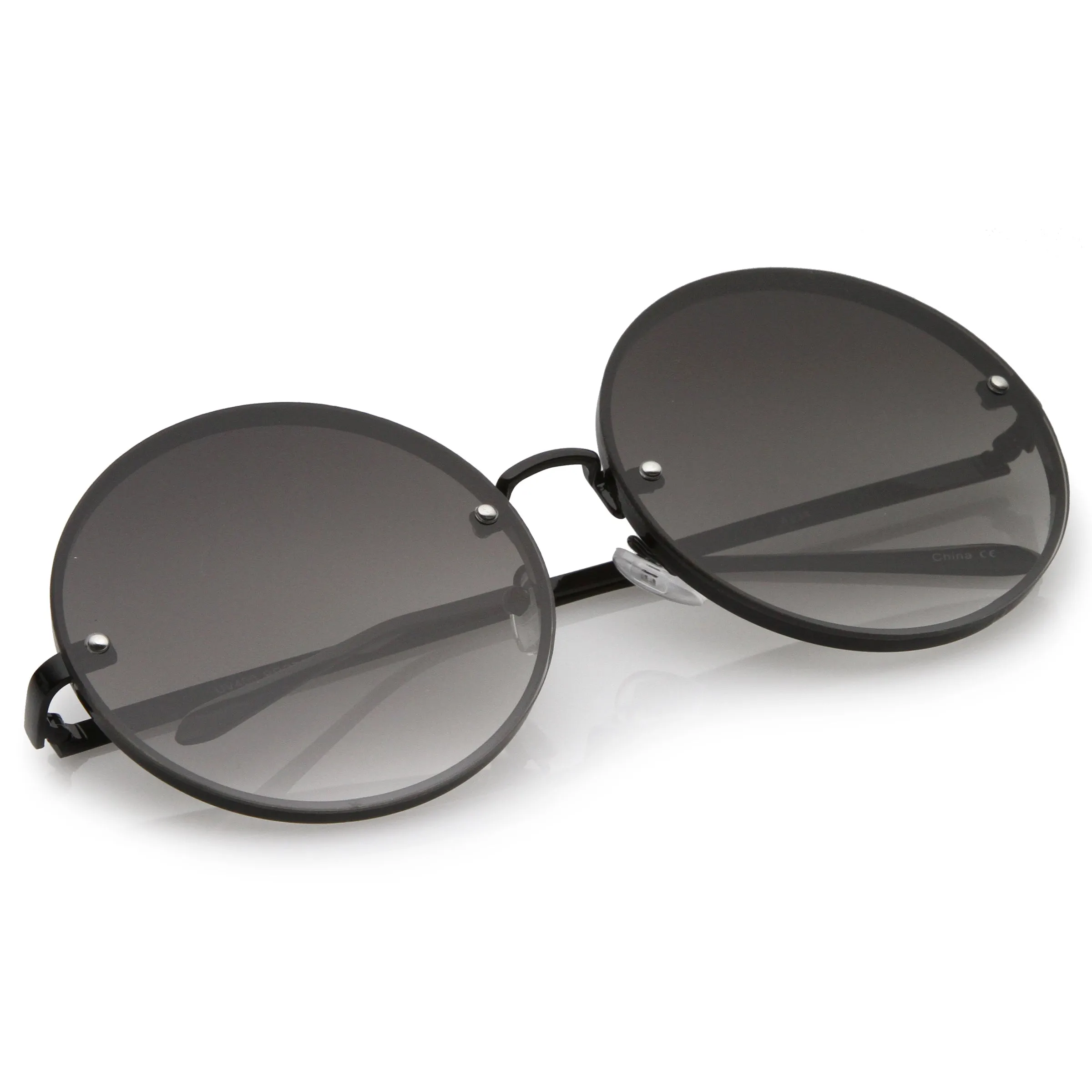 Women's Retro Oversize Round Flat Lens Sunglasses A893