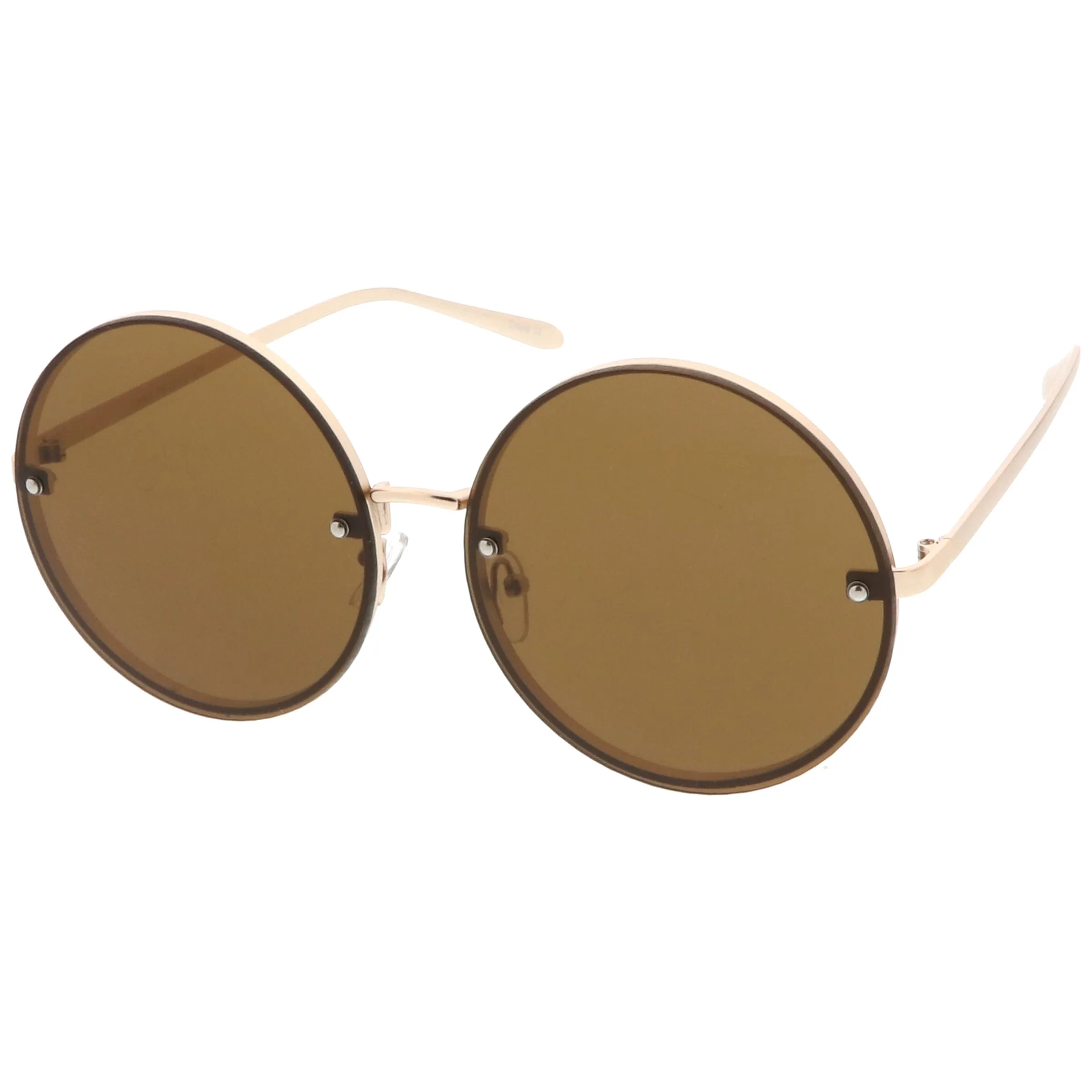 Women's Retro Oversize Round Flat Lens Sunglasses A893