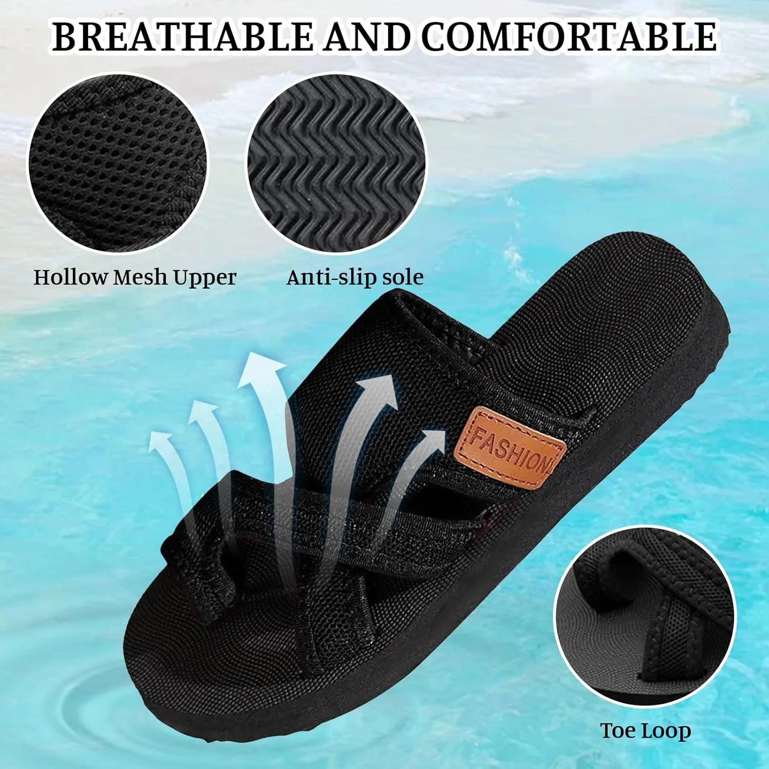 Womens Slide Sandals with Arch Support Adjustable Orthopedic Flip Flops Walking Summer Shoes Summer Casual Mesh Flats Slippers Breathable Comfortable