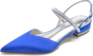 Womens Slingback Flats Shoes for Wedding Bride Comfortable Bridal Shoes,Royal Blue,9