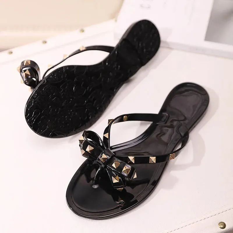 Women's Studded Sandal with Butterfly Knot Straps