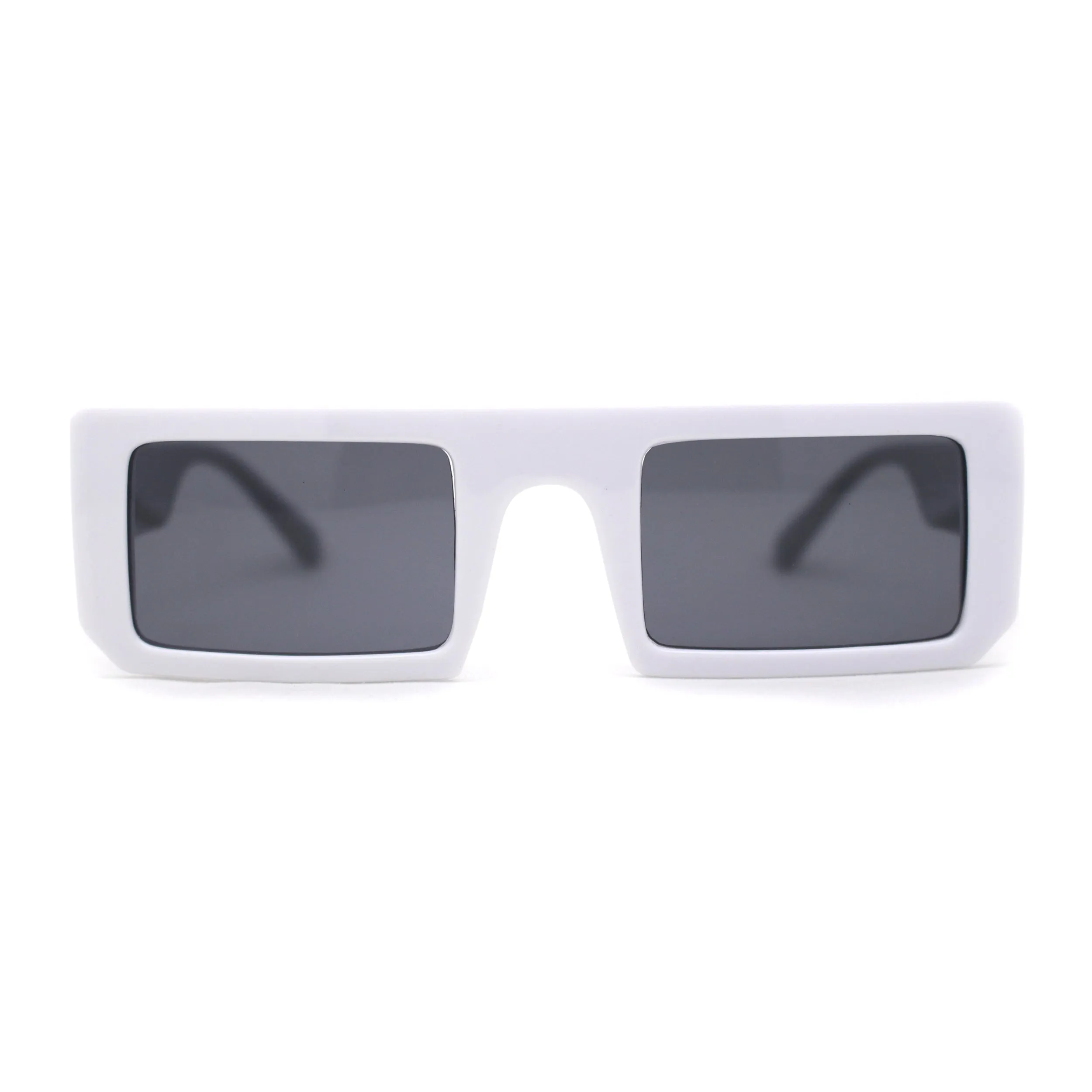 Womens Trendy Flat Top Mod Square Rectangle Plastic Sunglasses