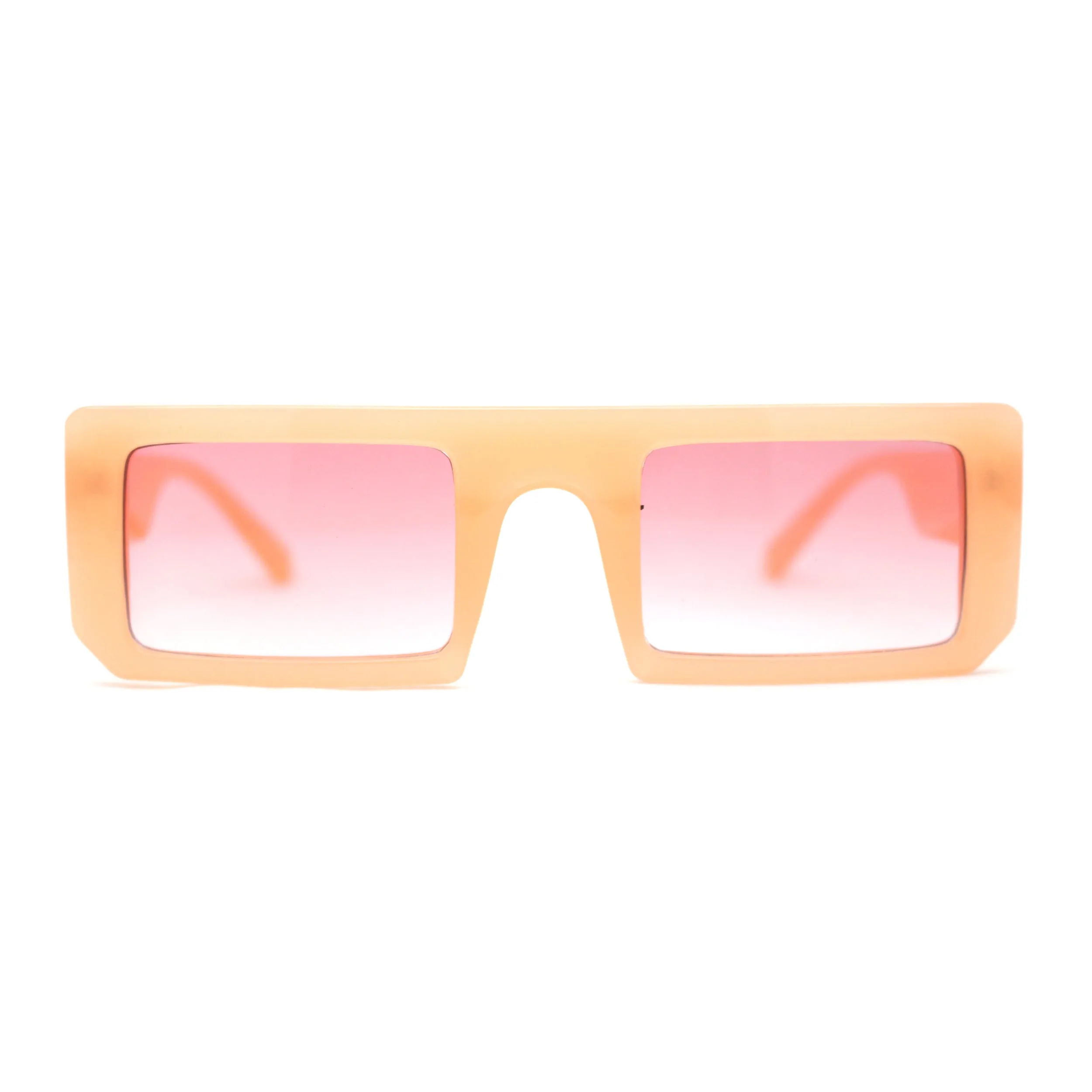 Womens Trendy Flat Top Mod Square Rectangle Plastic Sunglasses