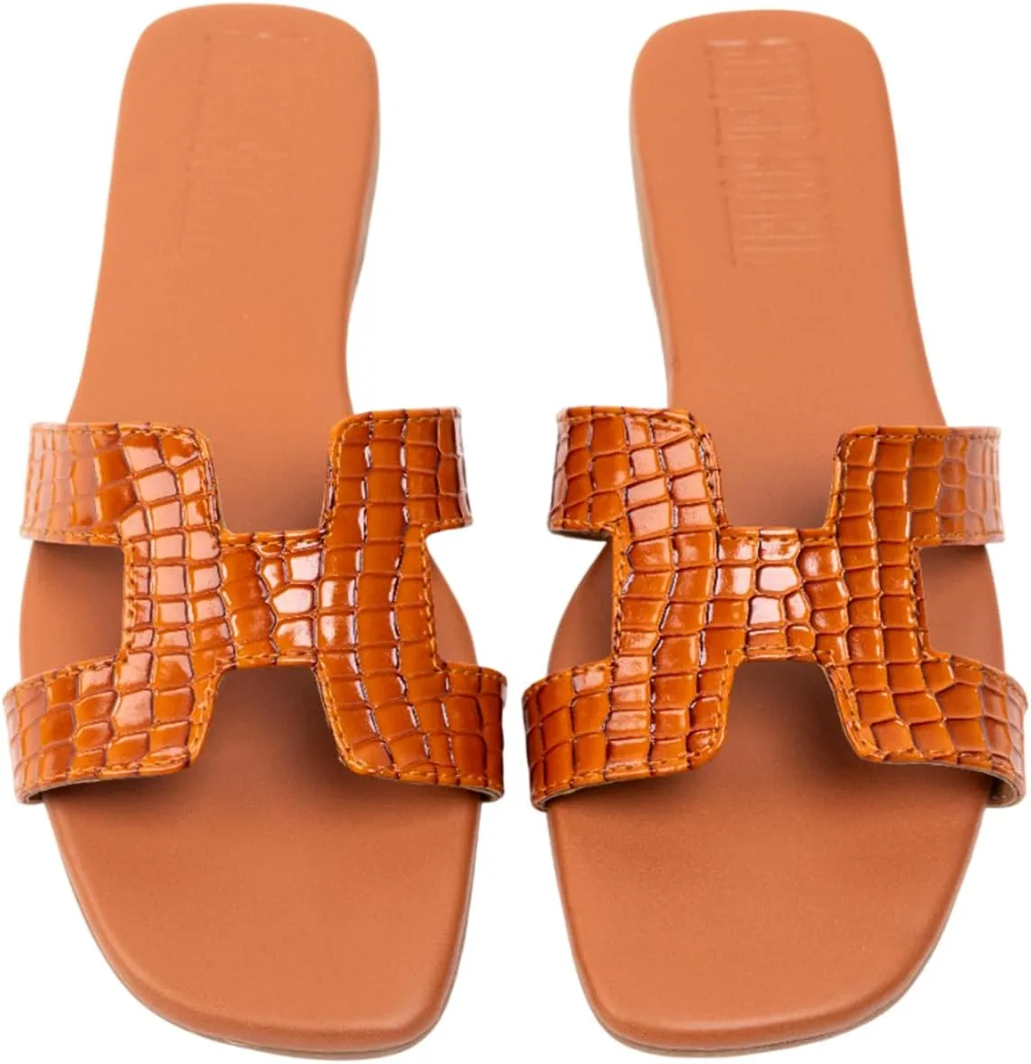 Women's Voyage Flat Slide Sandals - Square Open Toe Slides H-Band Slides for Women Fashionable Slip-On with Soft Leather Slippers for Summer | Comfort Walking with Beach Shoes
