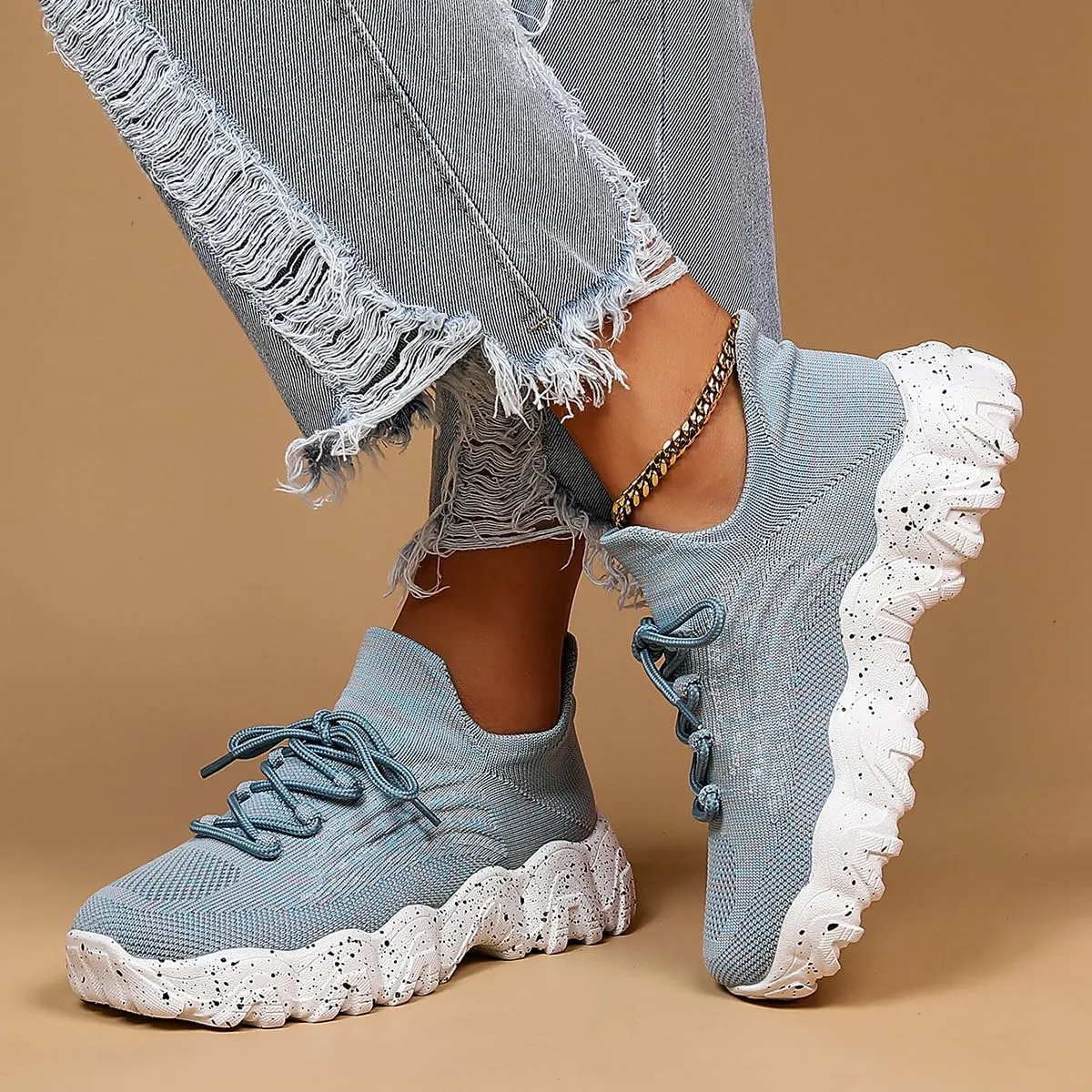 Women's Walking Shoes Slip-On Running Shoes- MD Sole Lightweight Sneakers for Women, Breathable Arch Support Running Gym Shoes