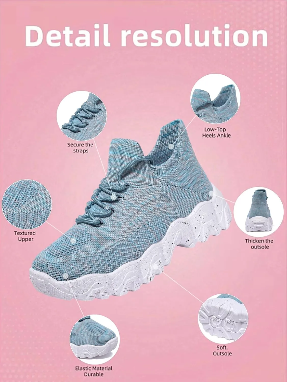 Women's Walking Shoes Slip-On Running Shoes- MD Sole Lightweight Sneakers for Women, Breathable Arch Support Running Gym Shoes