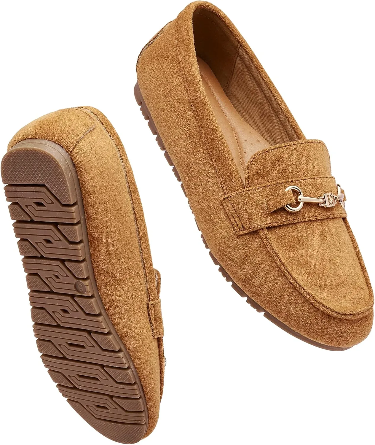 Women's Wide Loafers Casual Slip on Flat Shoes Women's Comfort Penny Loafers with Arch Support Women Dressy Moccasins