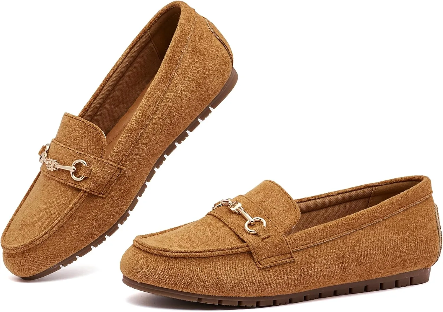 Women's Wide Loafers Casual Slip on Flat Shoes Women's Comfort Penny Loafers with Arch Support Women Dressy Moccasins