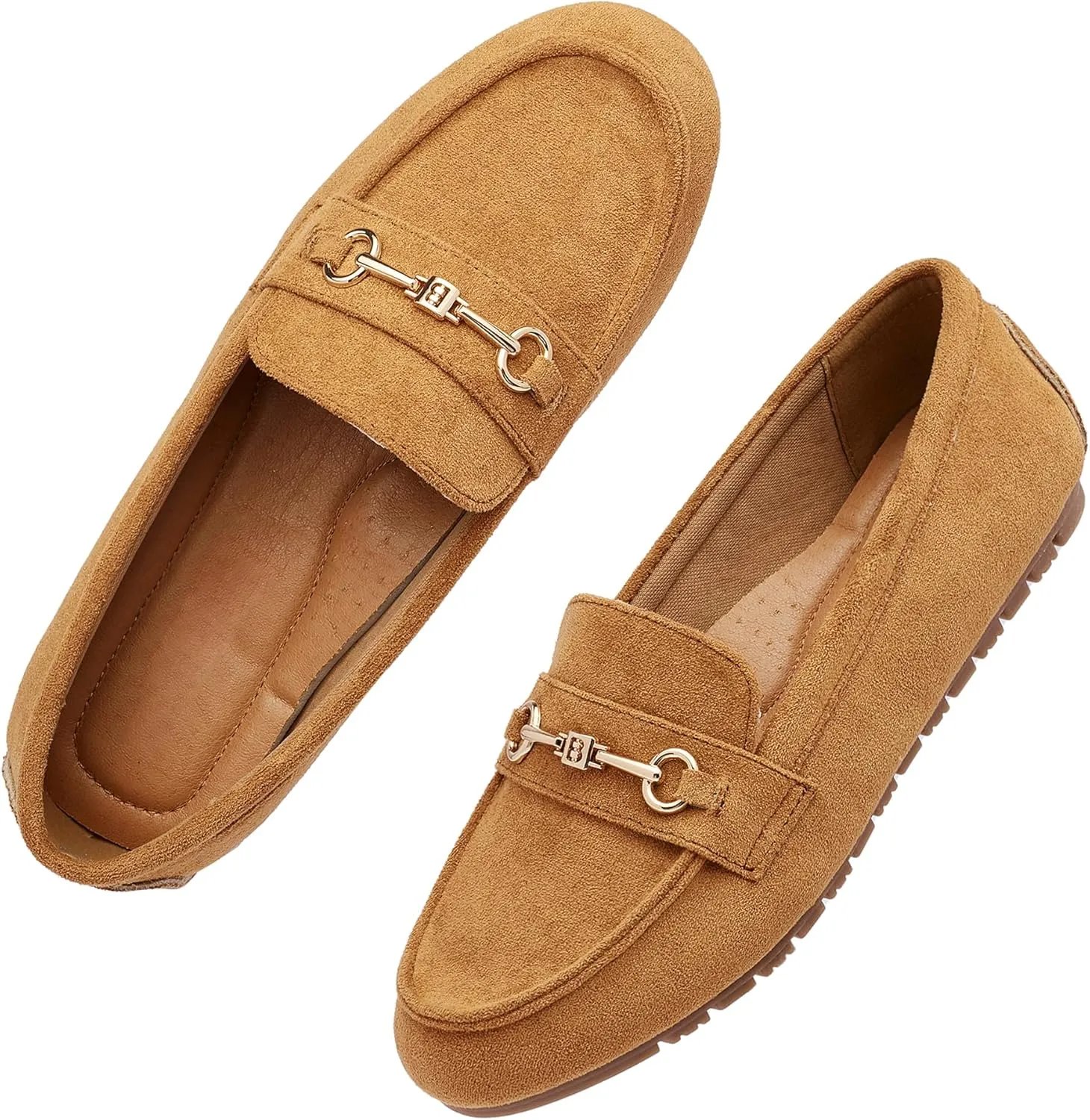 Women's Wide Loafers Casual Slip on Flat Shoes Women's Comfort Penny Loafers with Arch Support Women Dressy Moccasins