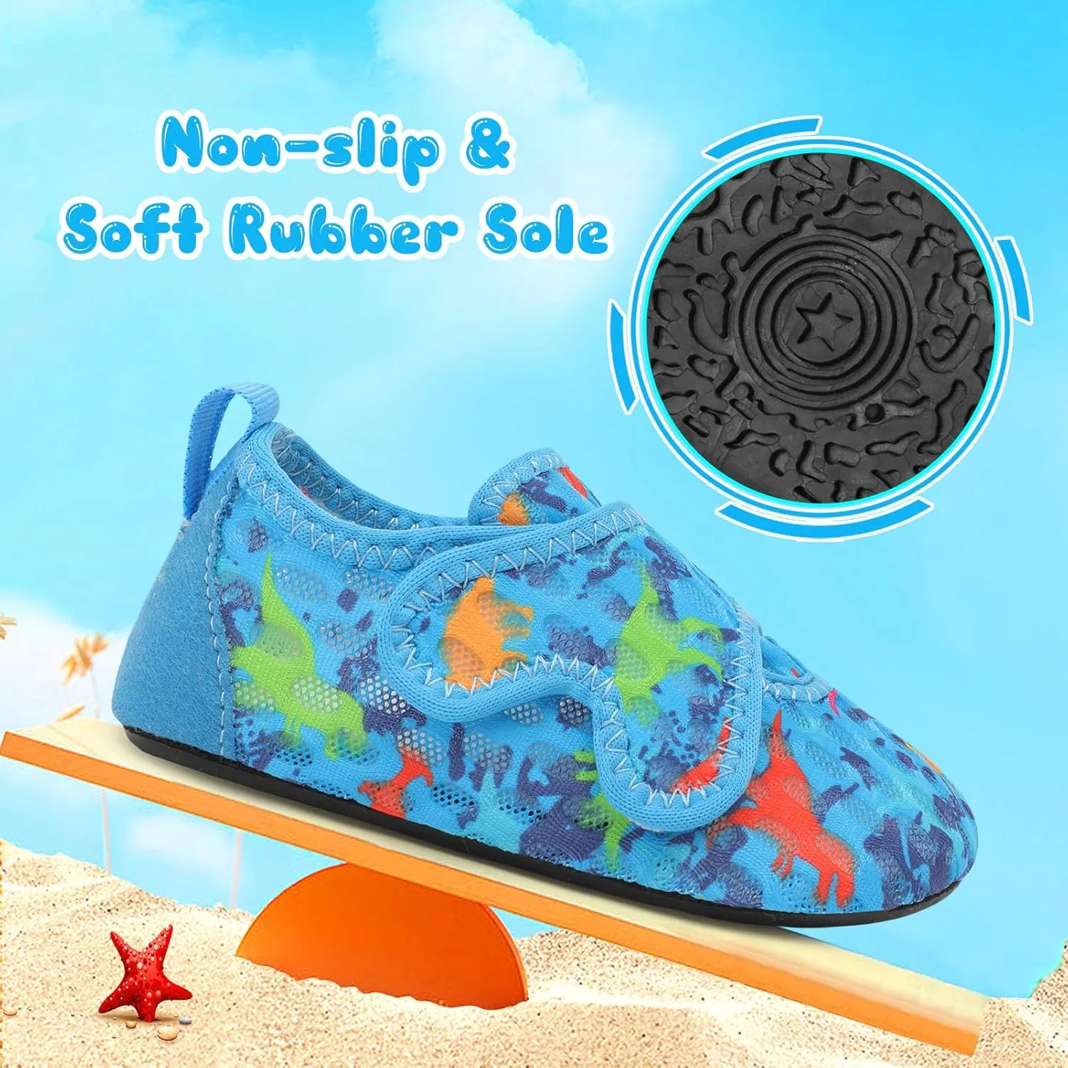 XIHALOOK Toddler Water Shoes Kids Boys Girls Quick Dry Beach Swim Pool Barefoot Aqua Socks