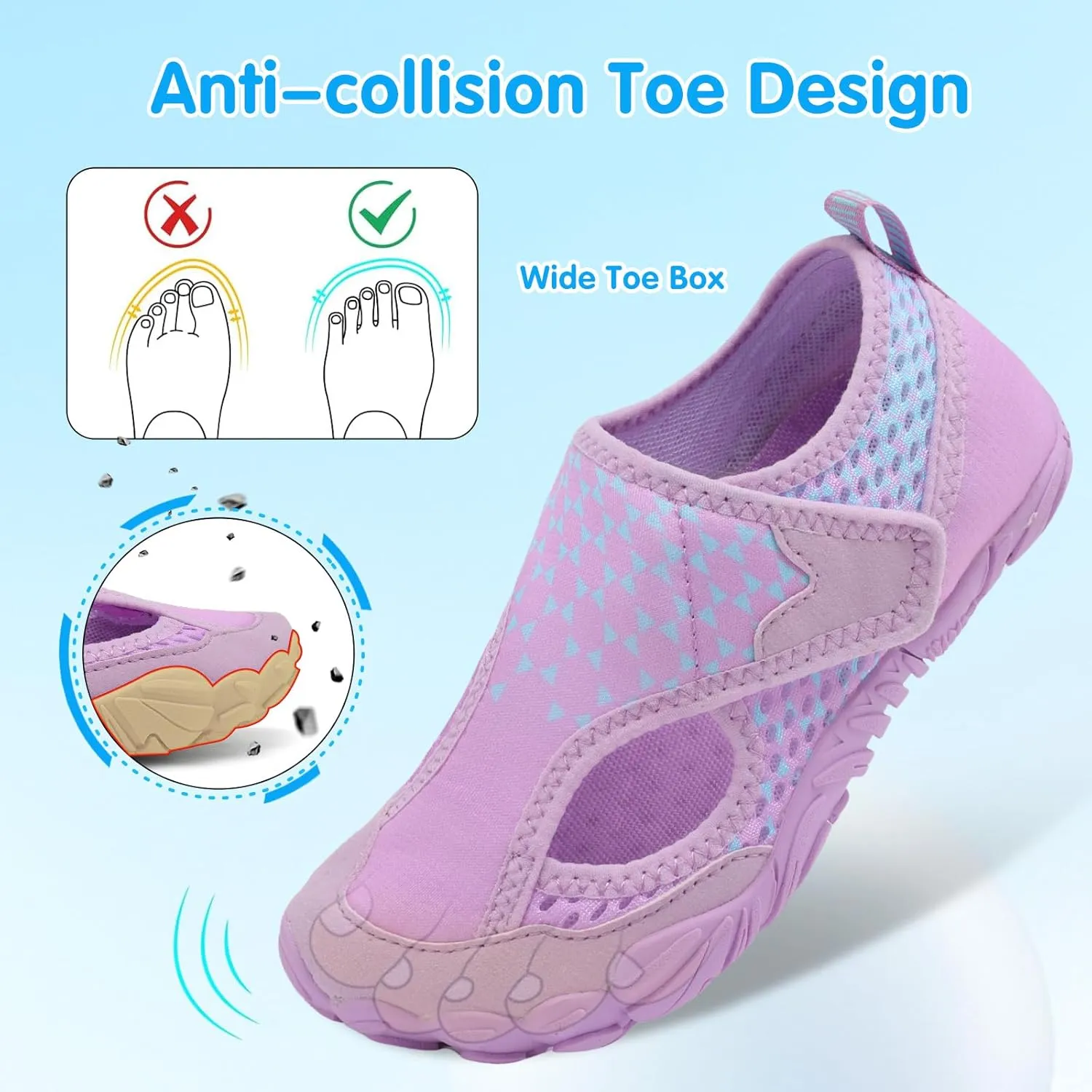 XIHALOOK Water Shoes for Kids Boys Girls Wide Toe Barefoot Quick Dry for Beach Swim Pool Surf Aqua Sports