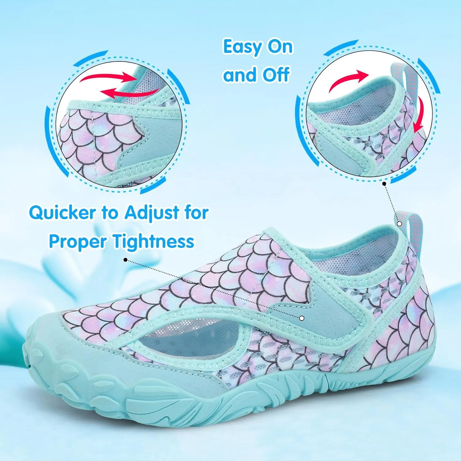 XIHALOOK Water Shoes for Kids Boys Girls Wide Toe Barefoot Quick Dry for Beach Swim Pool Surf Aqua Sports