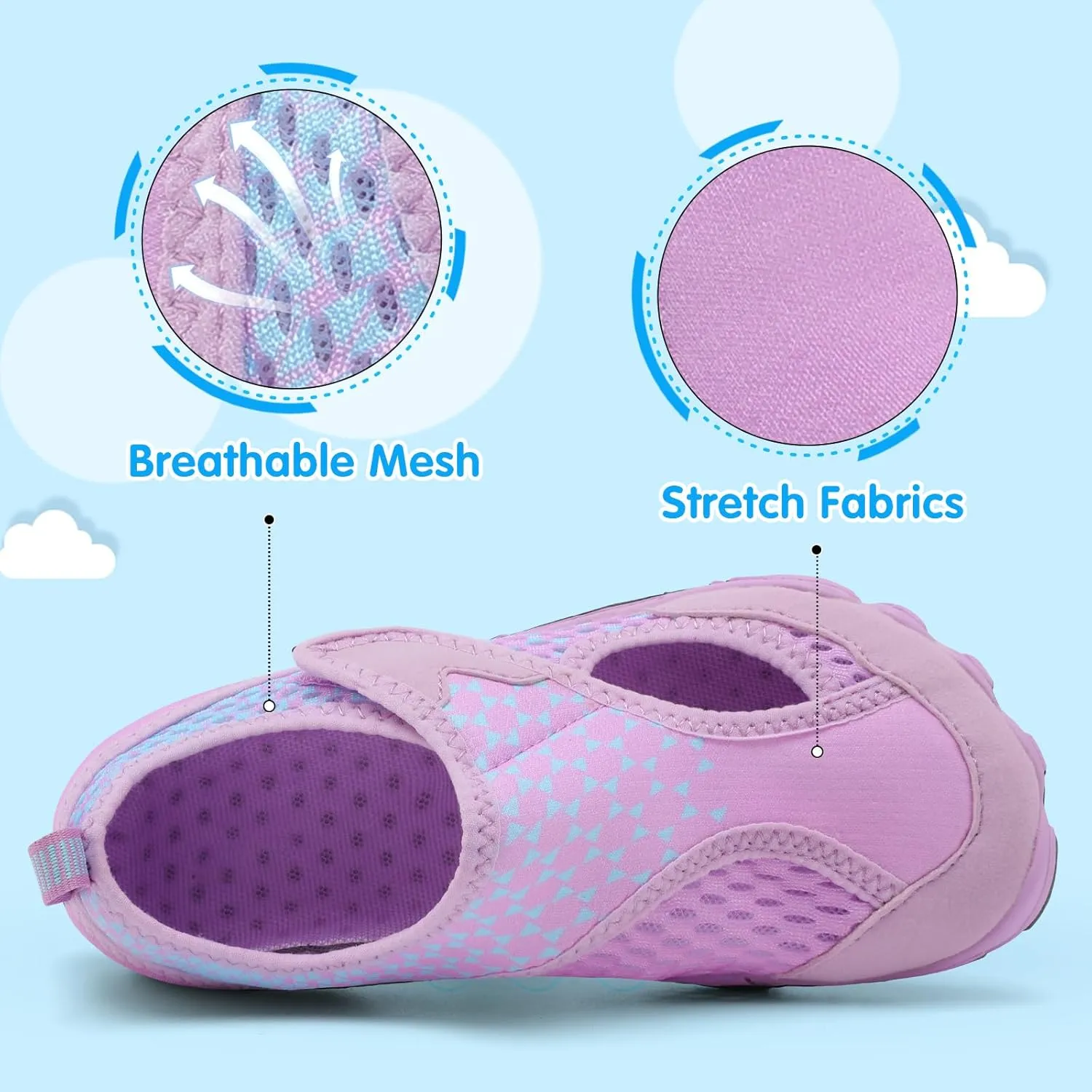 XIHALOOK Water Shoes for Kids Boys Girls Wide Toe Barefoot Quick Dry for Beach Swim Pool Surf Aqua Sports