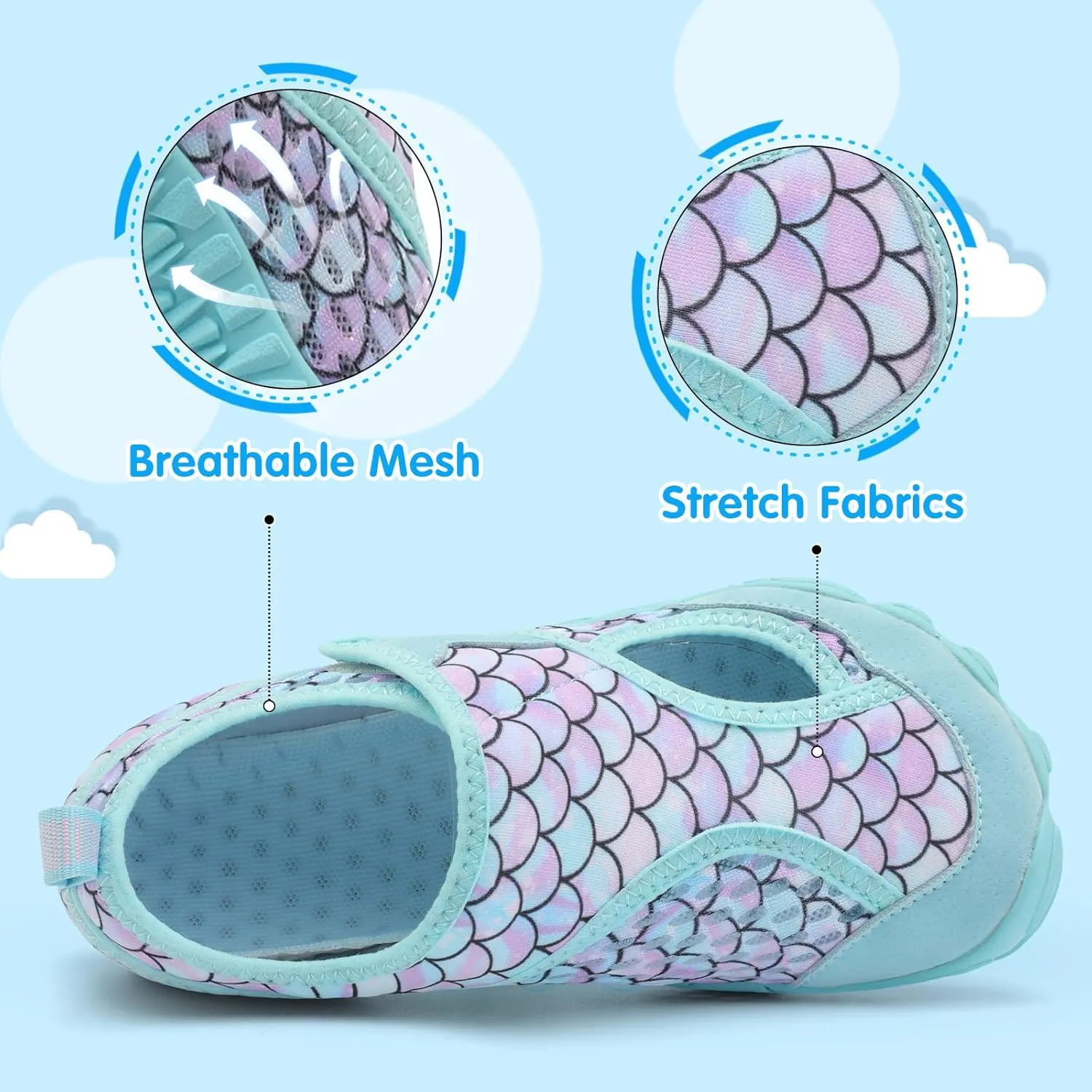 XIHALOOK Water Shoes for Kids Boys Girls Wide Toe Barefoot Quick Dry for Beach Swim Pool Surf Aqua Sports