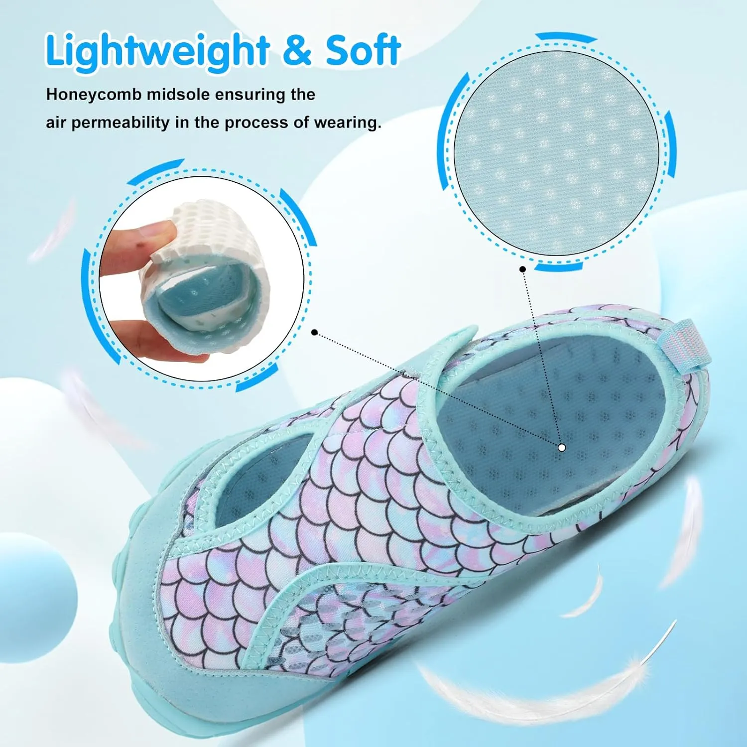 XIHALOOK Water Shoes for Kids Boys Girls Wide Toe Barefoot Quick Dry for Beach Swim Pool Surf Aqua Sports