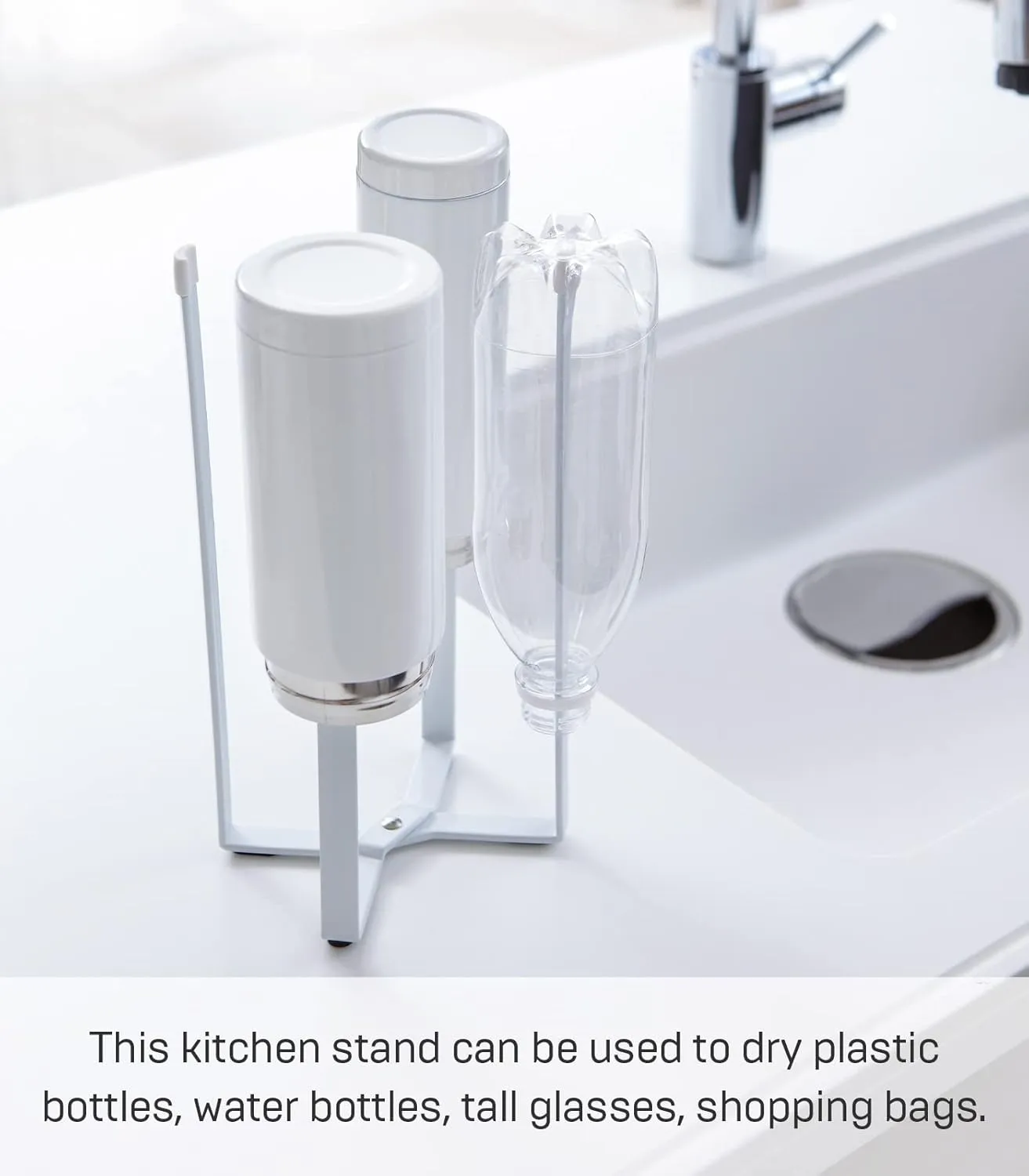 YAMAZAKI home 6784 Kitchen Multi Eco Stand-Multifunctional Plastic Bag Holder, One Size, White