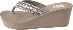 Yellow Box Women's Emmil Wedge Sandal, Round Toe, Medium-High 2.5 Inch Heel, 0.75 Inch Platform Comfortable Flip-Flop