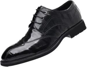 YZABEL Men's Patent Leather Flat Lace Up Dress Oxford Shoes, Pointed Toe Low Top Business Casual Shoes, Rubber Non-Slip for Wedding Thanksgiving Christmas New Year Party Daily Activity