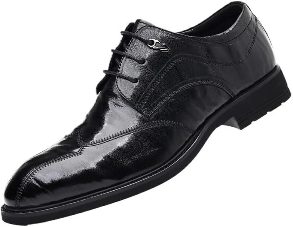 YZABEL Men's Patent Leather Flat Lace Up Dress Oxford Shoes, Pointed Toe Low Top Business Casual Shoes, Rubber Non-Slip for Wedding Thanksgiving Christmas New Year Party Daily Activity