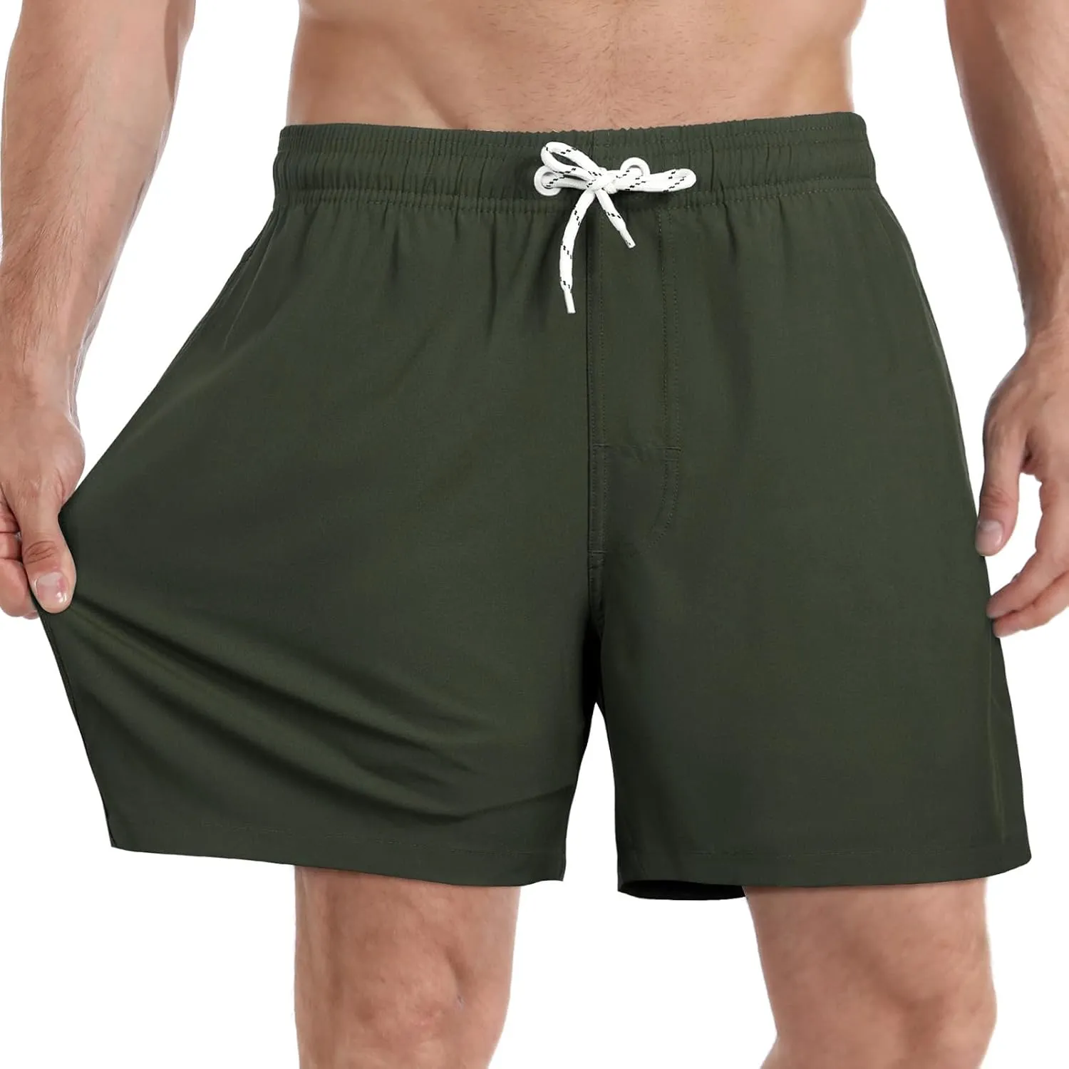 zeetoo Mens Swim Trunks with Compression Liner 5.5" Inseam Quick Dry Swim Shorts