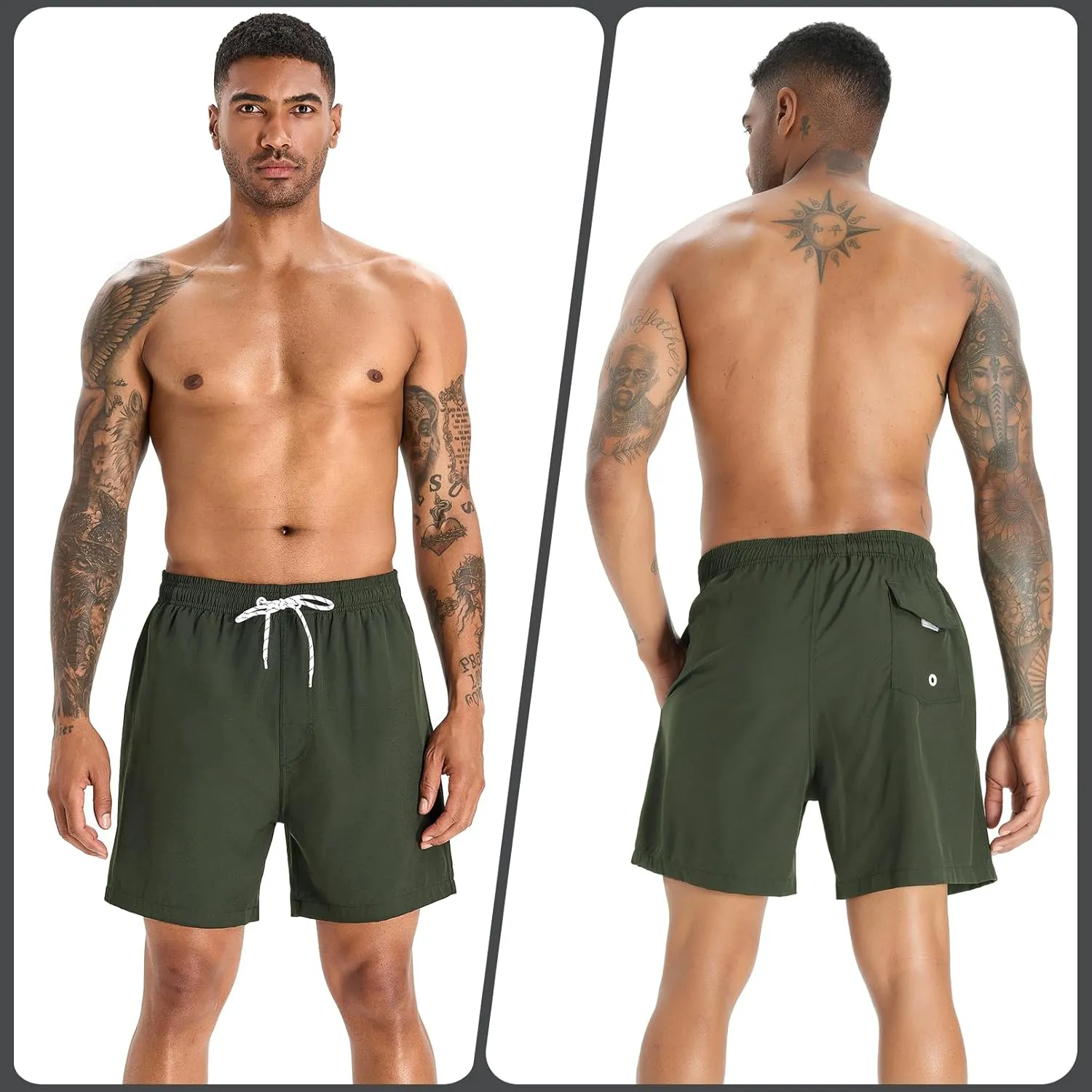 zeetoo Mens Swim Trunks with Compression Liner 5.5" Inseam Quick Dry Swim Shorts